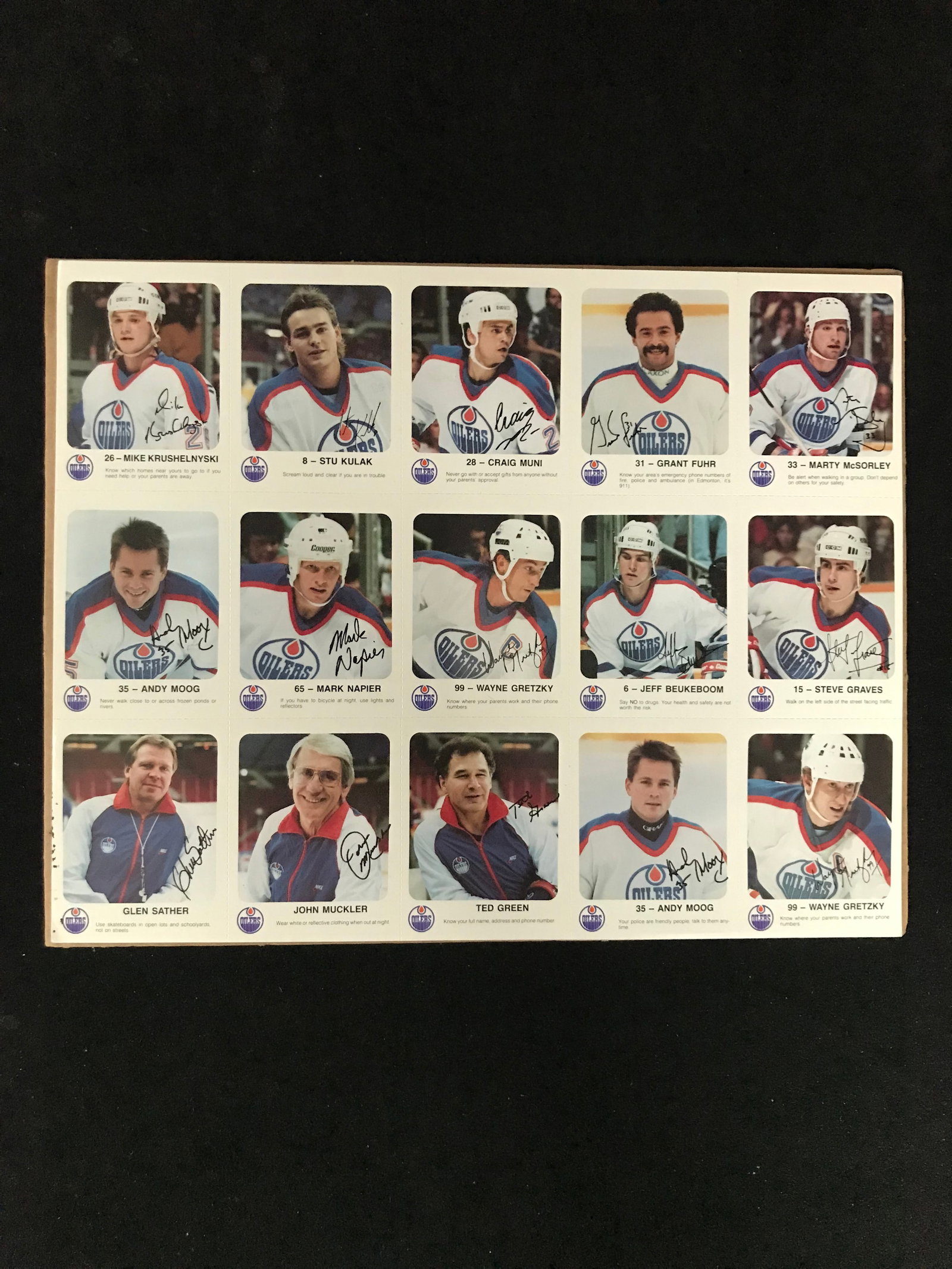 1980'S RED ROOSTER EDMONTON OILERS UNCUT SHEET: Prices are in Canadian dollars