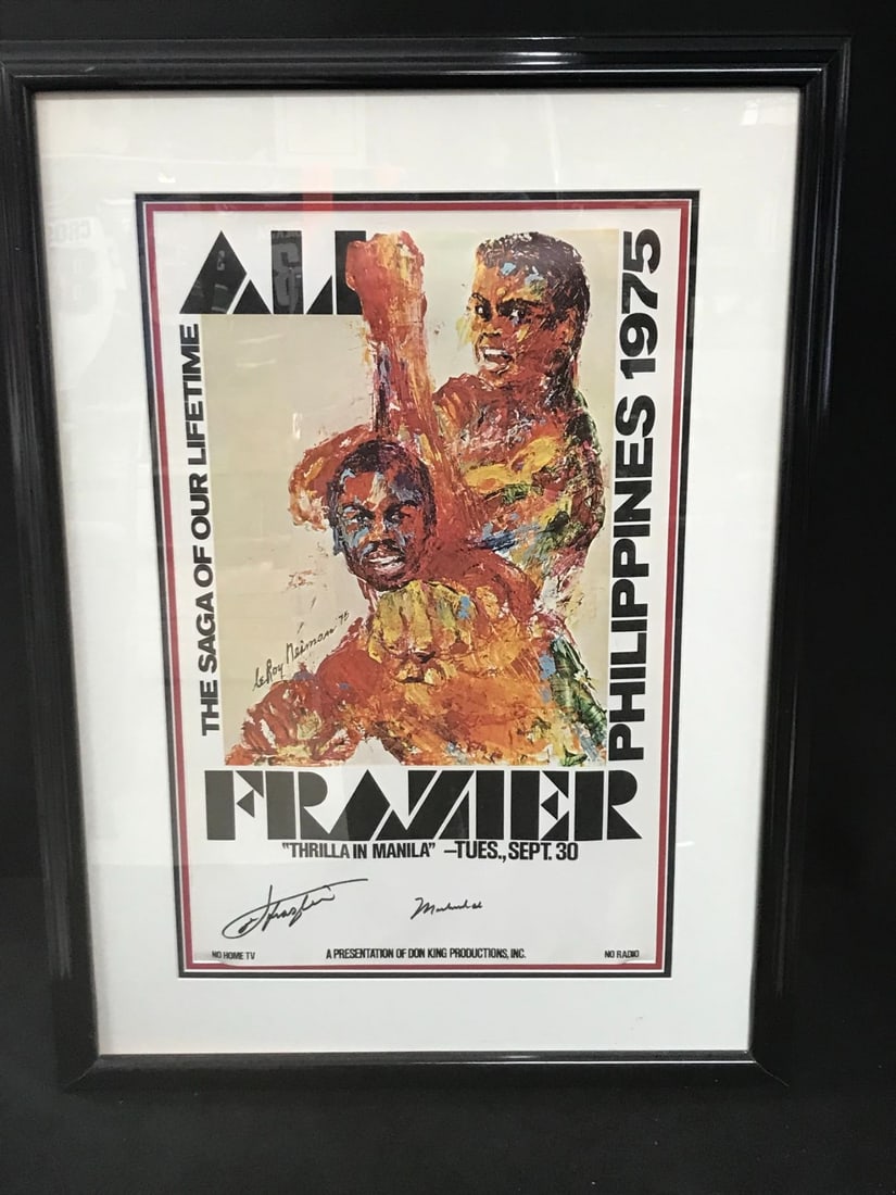 MUHAMMAD ALI AND JOE FRAZIER DUAL SIGNED 1975 FIGHT POSTER 24 X 36 ( MULTIPLE COAS) (1 of 2)