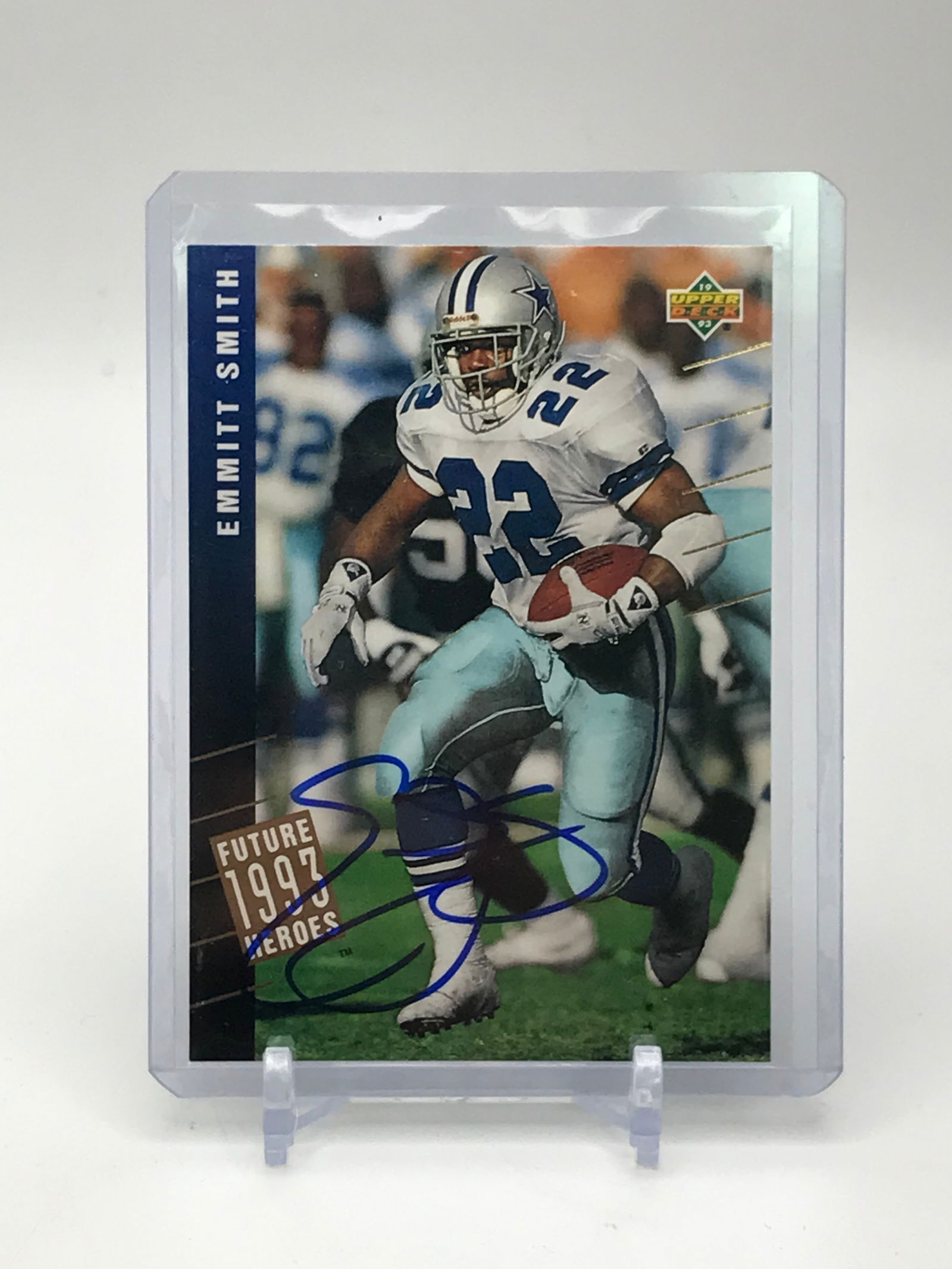 1993 UPPER DECK FUTURE HEROES NO.39 OF 45 EMMITT SMITH GAA COA (1 of 2)