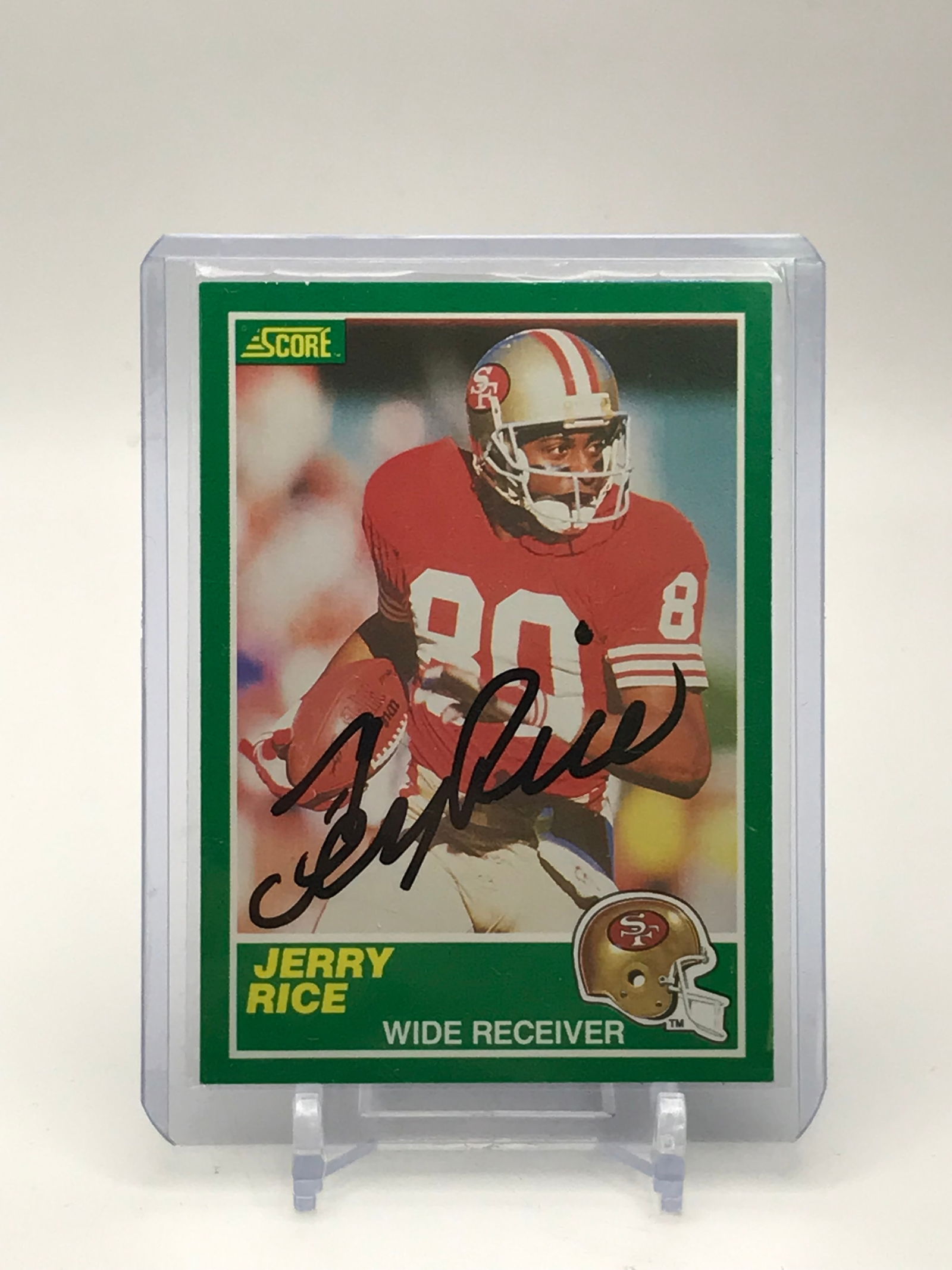 SCORE JERRY RICE SIGNED FOOTBALL CARD AUTHENTICATION DIRECT COA (1 of 2)