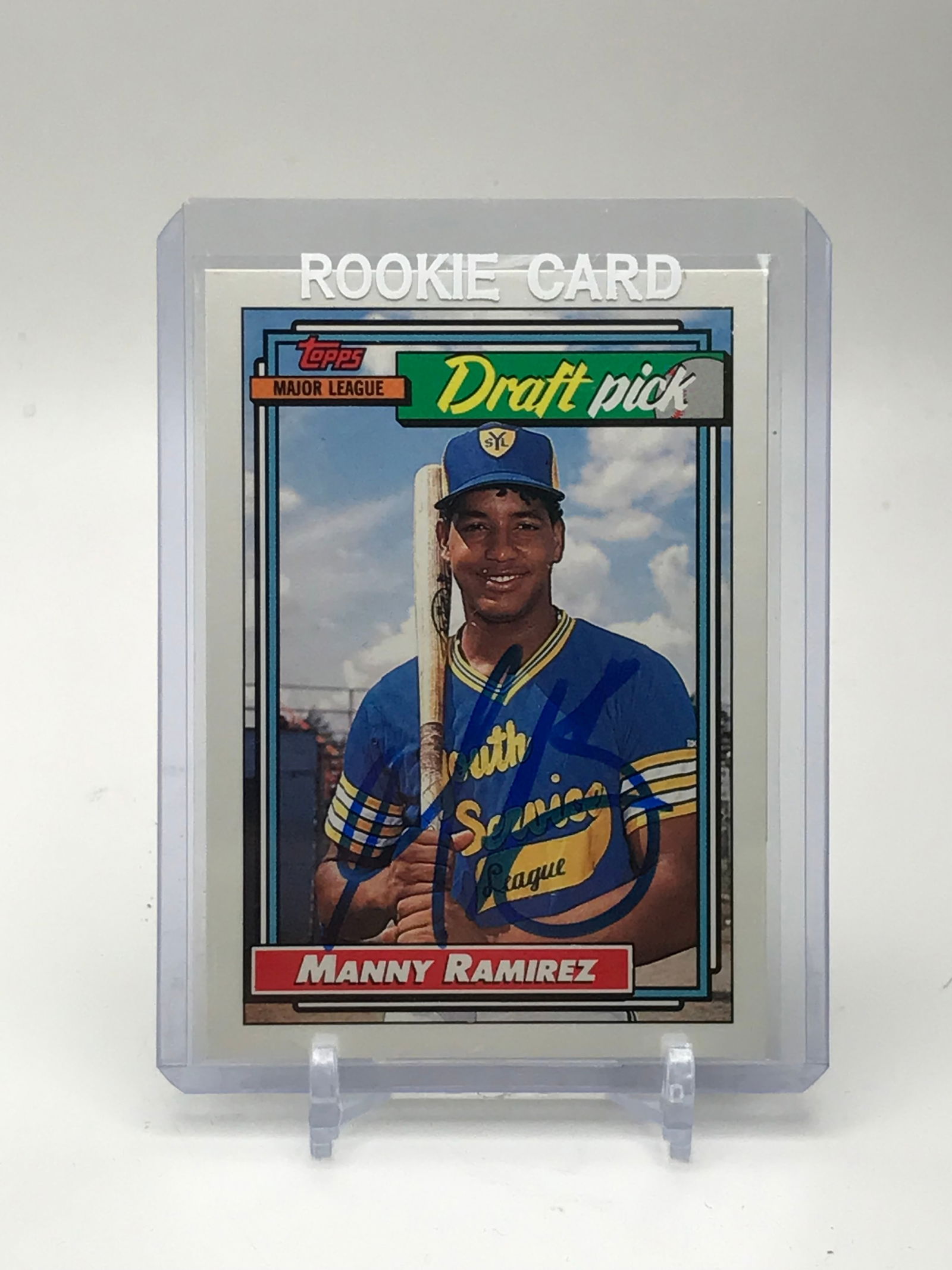 TOPPS MAJOR LEAGUE DRAFT PICK MANNY REMIREZ SIGNED ROOKIE CARD SUPER STAR COA (1 of 2)