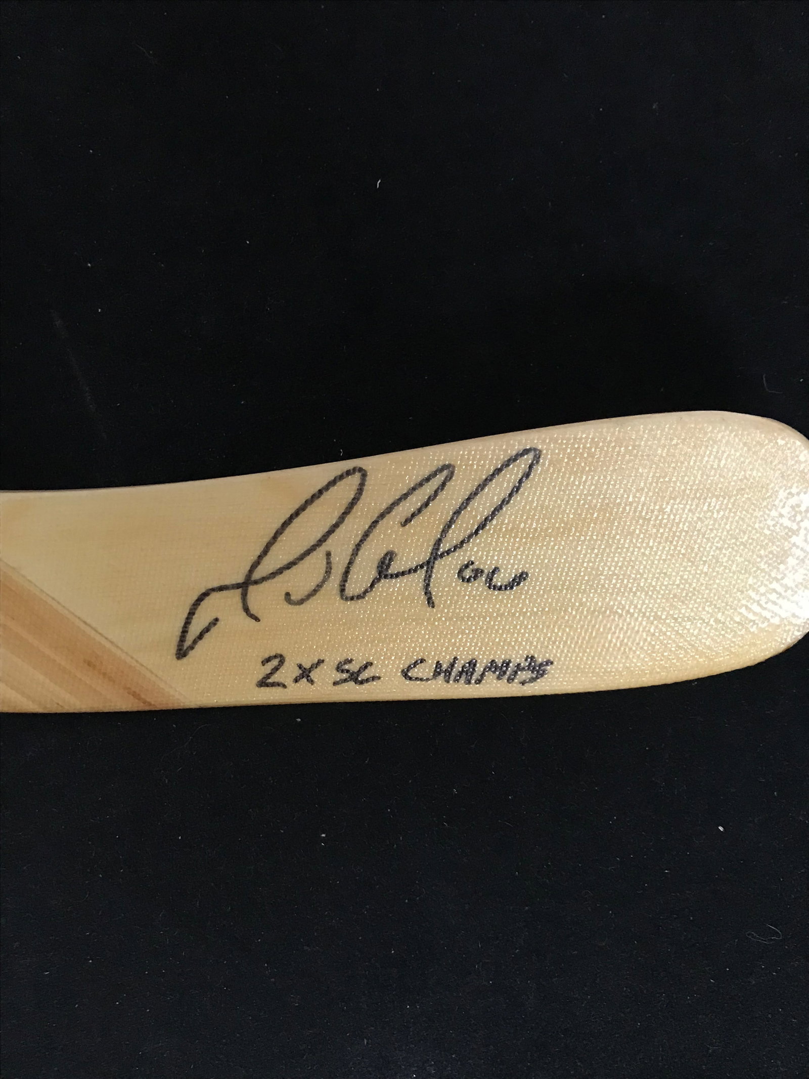 MARIO LEMIEUX SIGNED AND INSCRIBED SHERWOOD STICK (AI COA): Prices are in Canadian dollars