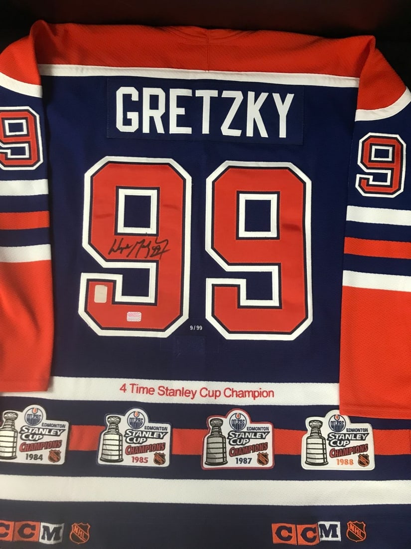 WAYNE GRETZKY SIGNED LTD. EDITION EDMONTON OILERS JERSEY 4 CUPS PATCH 9/99 (WG COA) (1 of 4)