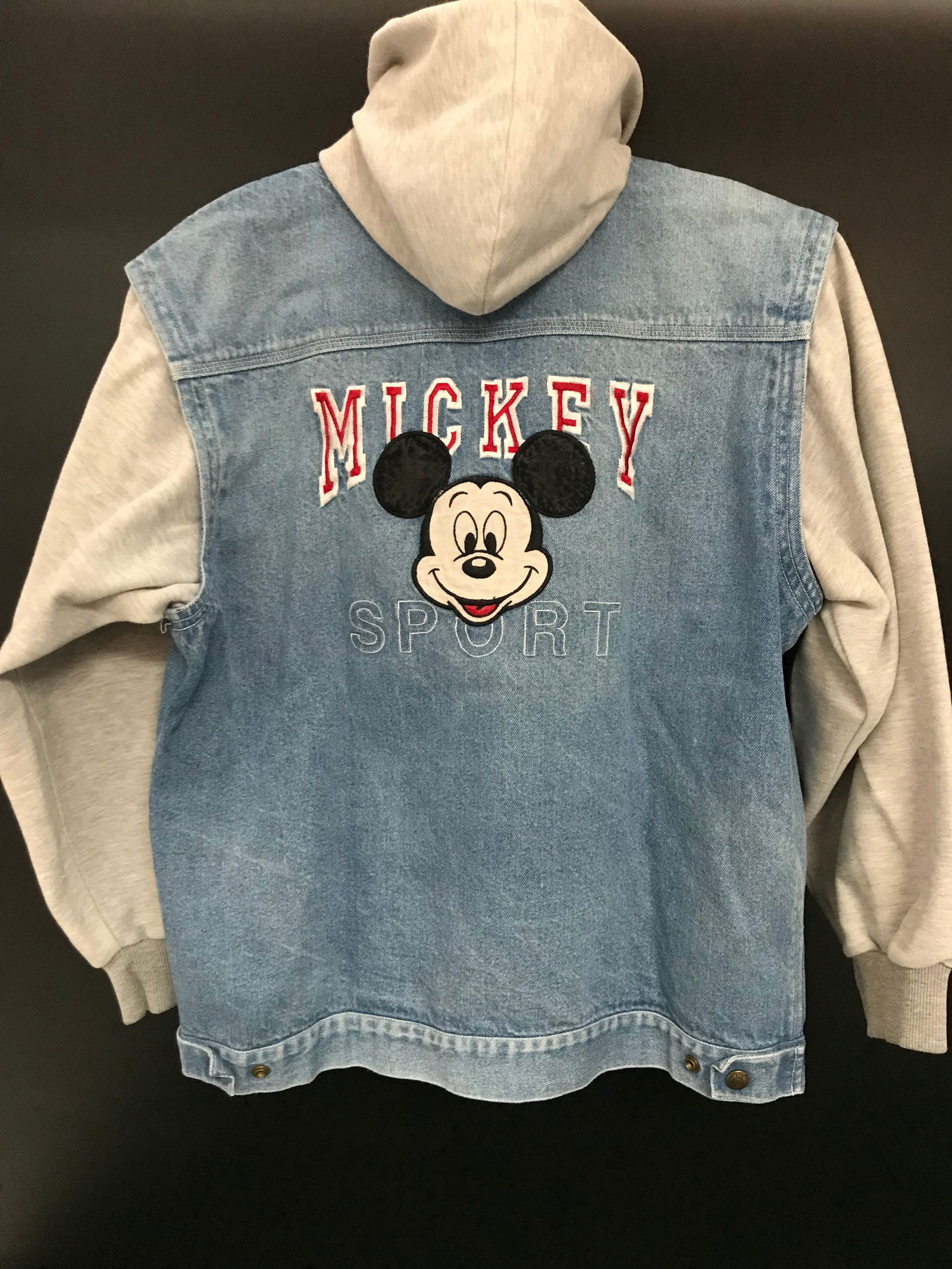 VINTAGE 90'S MICKEY MOUSE HOODED JEAN JACKET (RARE) (1 of 3)
