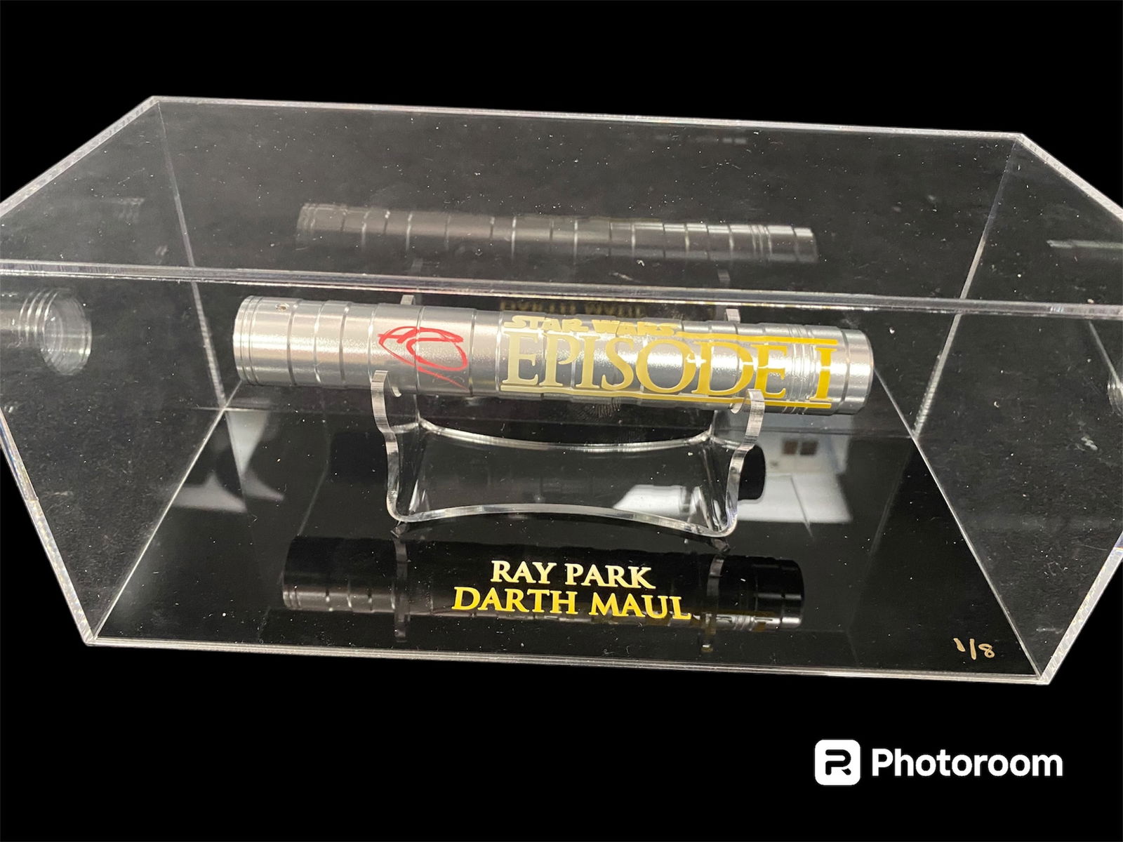 LTD. EDITION RAY PARK SIGNED LIGHTSABER GOLD SCRIPT IN ACRYLIC DISPLAY 1/8 (WWOC COA) (1 of 2)
