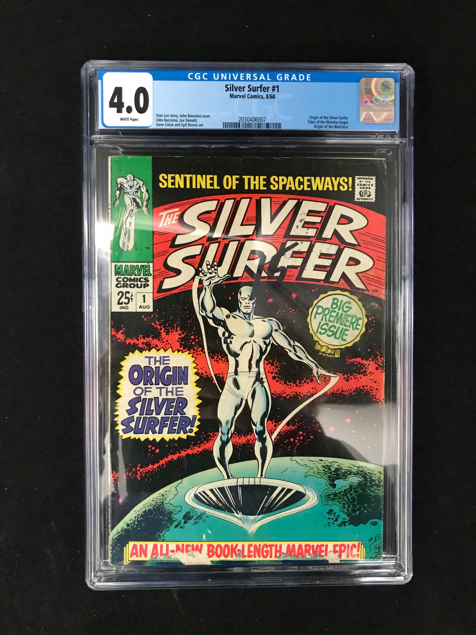 MARVEL COMICS NO.1 SILVER SURFER (ORIGIN OF THE SILVER SURFER) CGC GRADED 4.0 (1 of 1)