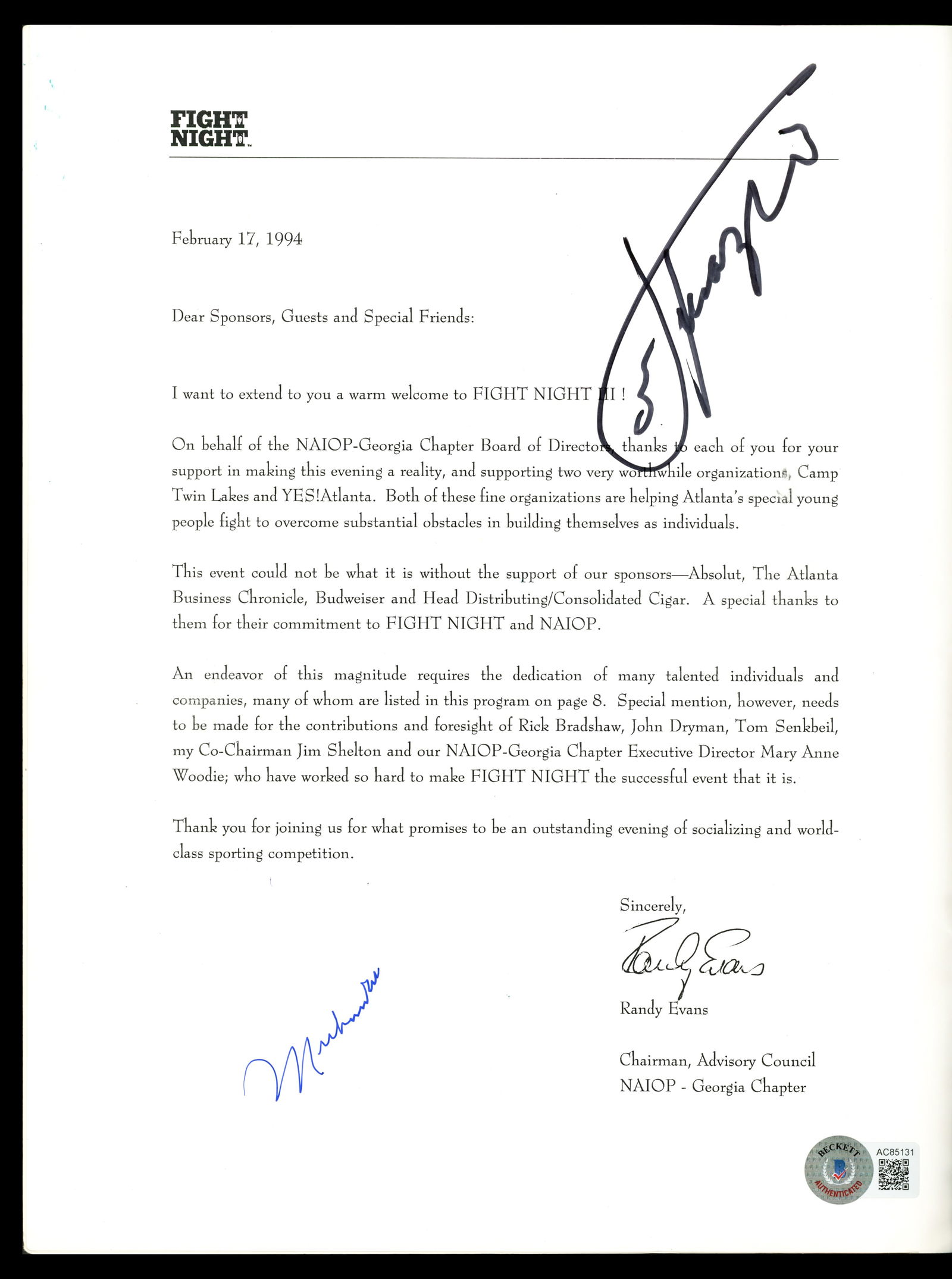 Muhammad Ali & Joe Frazier Autographed Fight Night Boxing Program Beckett (1 of 4)