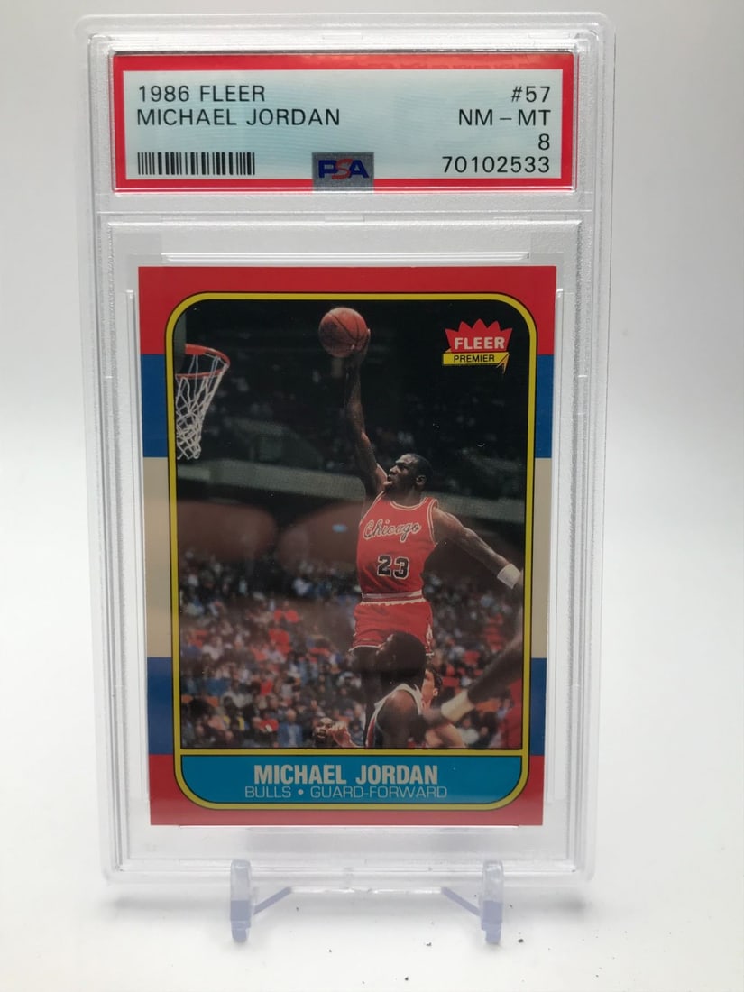 1986 FLEER NO.57 MICHAEL JORDAN PSA GRADED 8 (1 of 2)