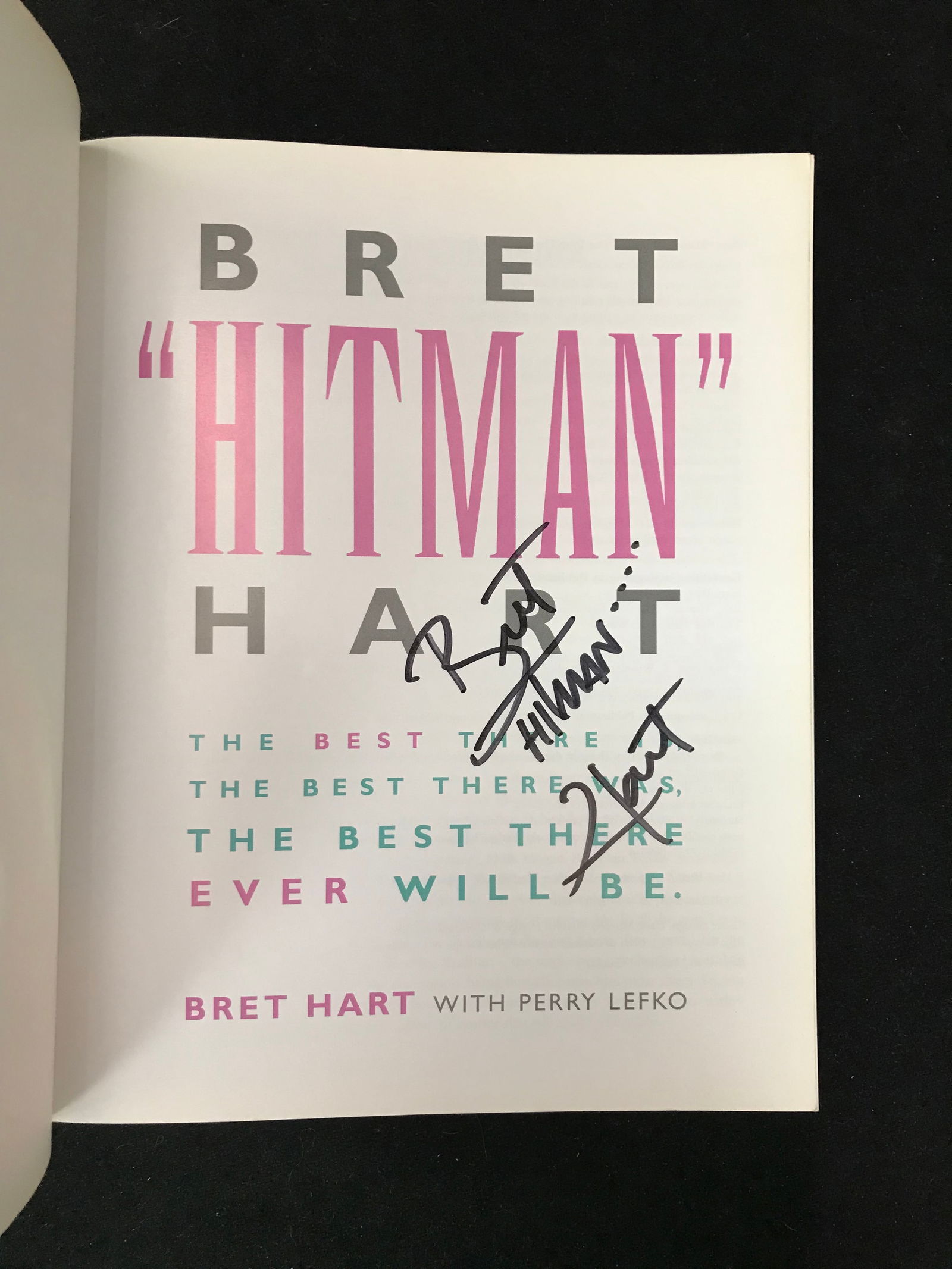 SIGNED Vintage 2000 Bret Hitman Hart Book The Best There Is with Perry Lefko (1 of 2)