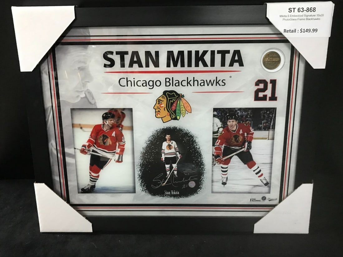 STAN MIKITA SIGNED LTD. EDITION CHICAGO BLACKHAWKS DISPLAY (FRAMEWORTH COA) (1 of 2)