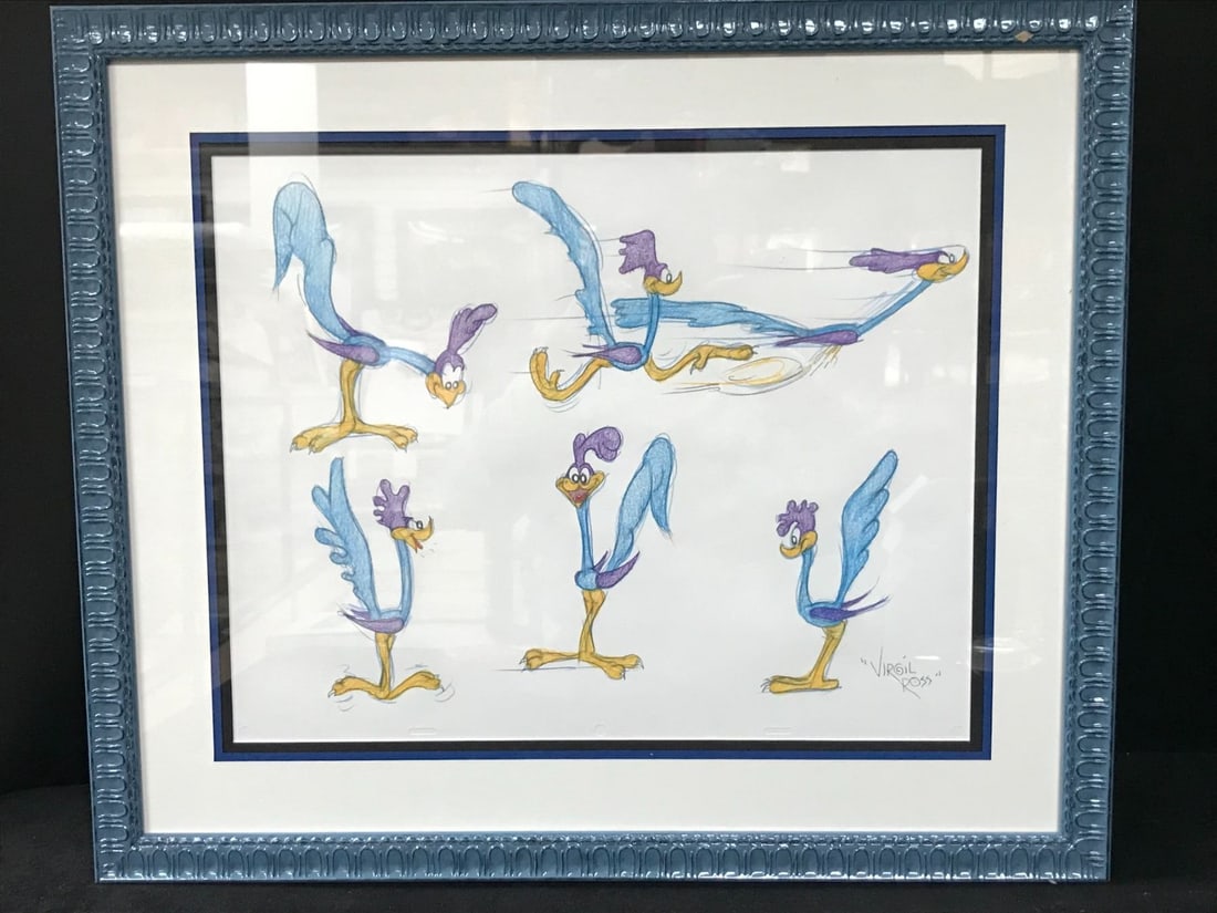 LTD EDITION CUSTOM FRAMED VIRGIL ROSS ROAD RUNNER SKETCH (1 of 3)