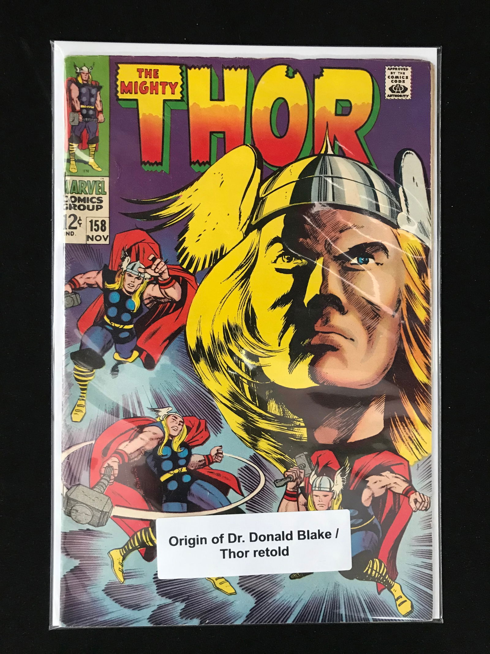 MARVEL COMICS NO.158 THE MIGHTY THOR (ORIGIN OF DR. DONALD BLAKETHOR RETOLD) (1 of 1)