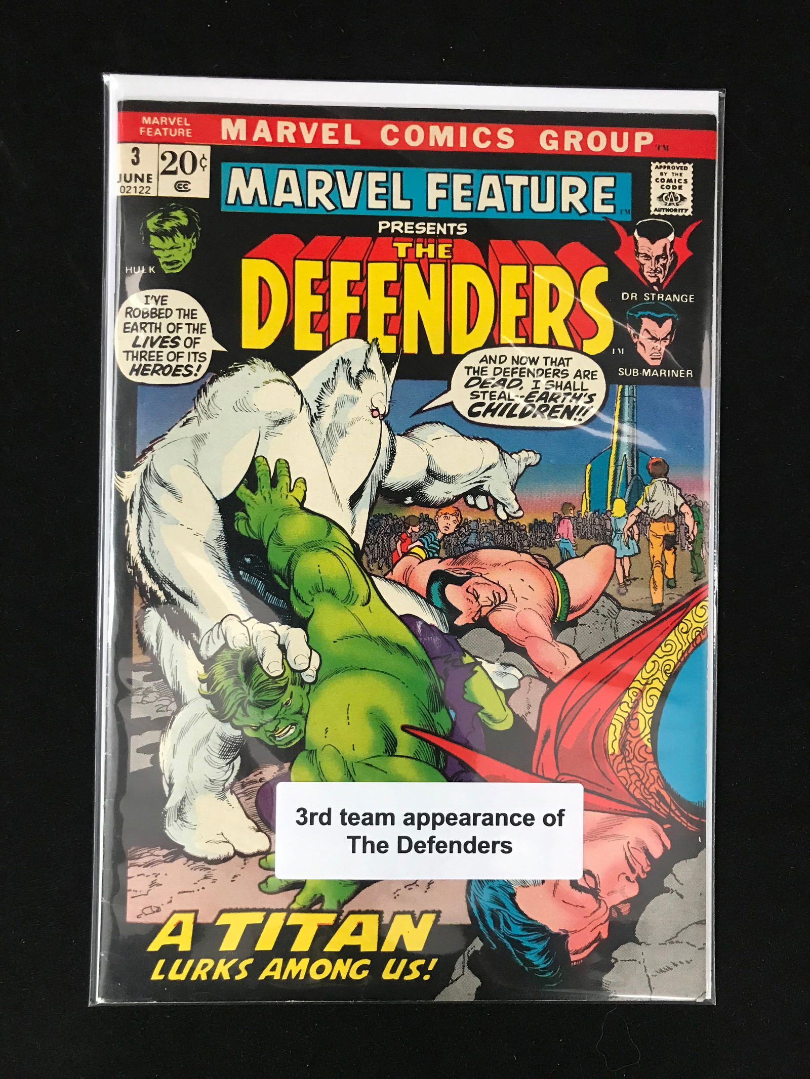 MARVEL COMICS NO.3 THE DEFENDERS (3RD TEAM APP OF THE DEFENDERS) (1 of 1)