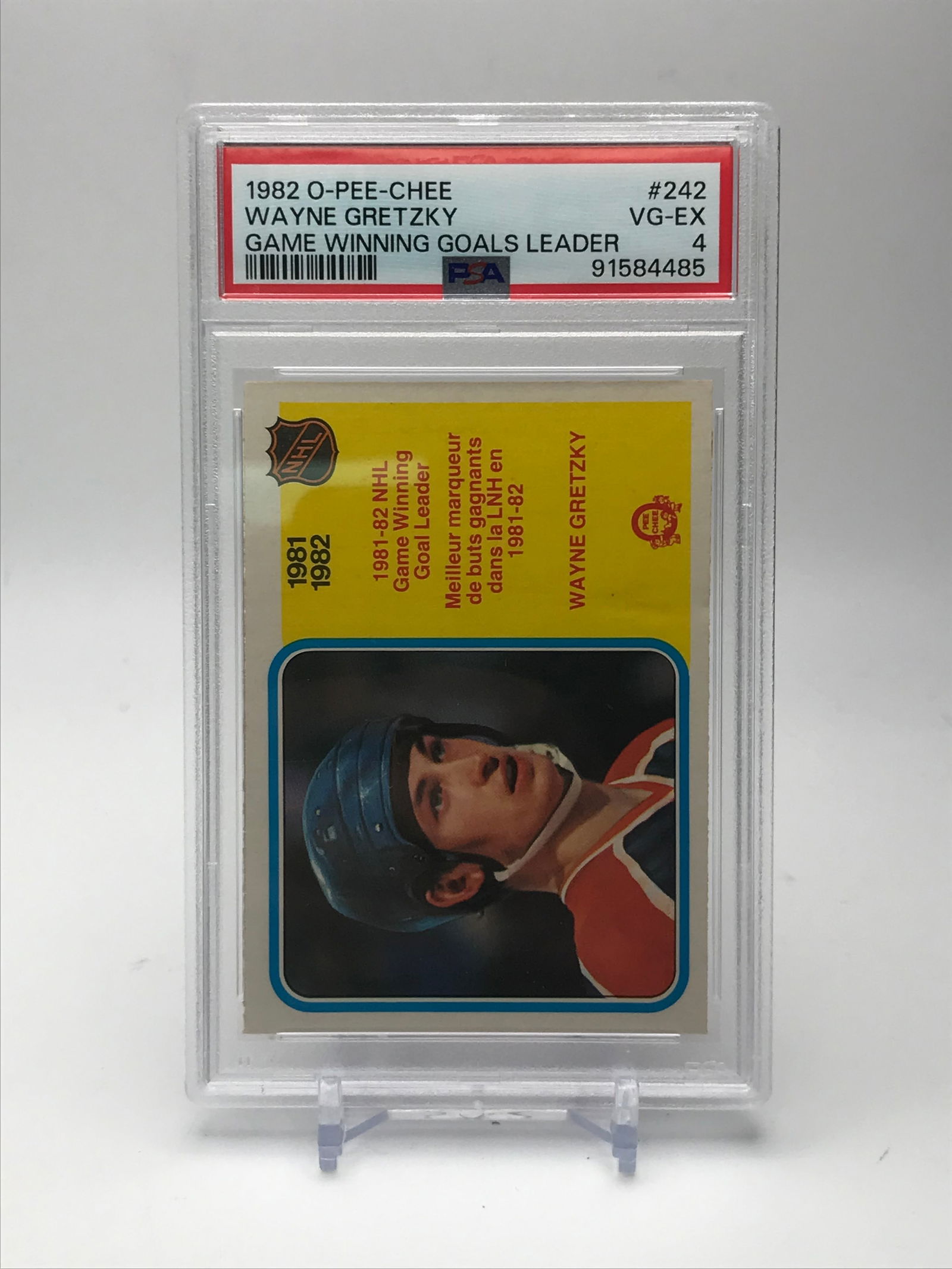 1982 OPC WAYNE GRETZKY GAME WINNING GOALS LEADER PSA GRADED 4 (1 of 1)