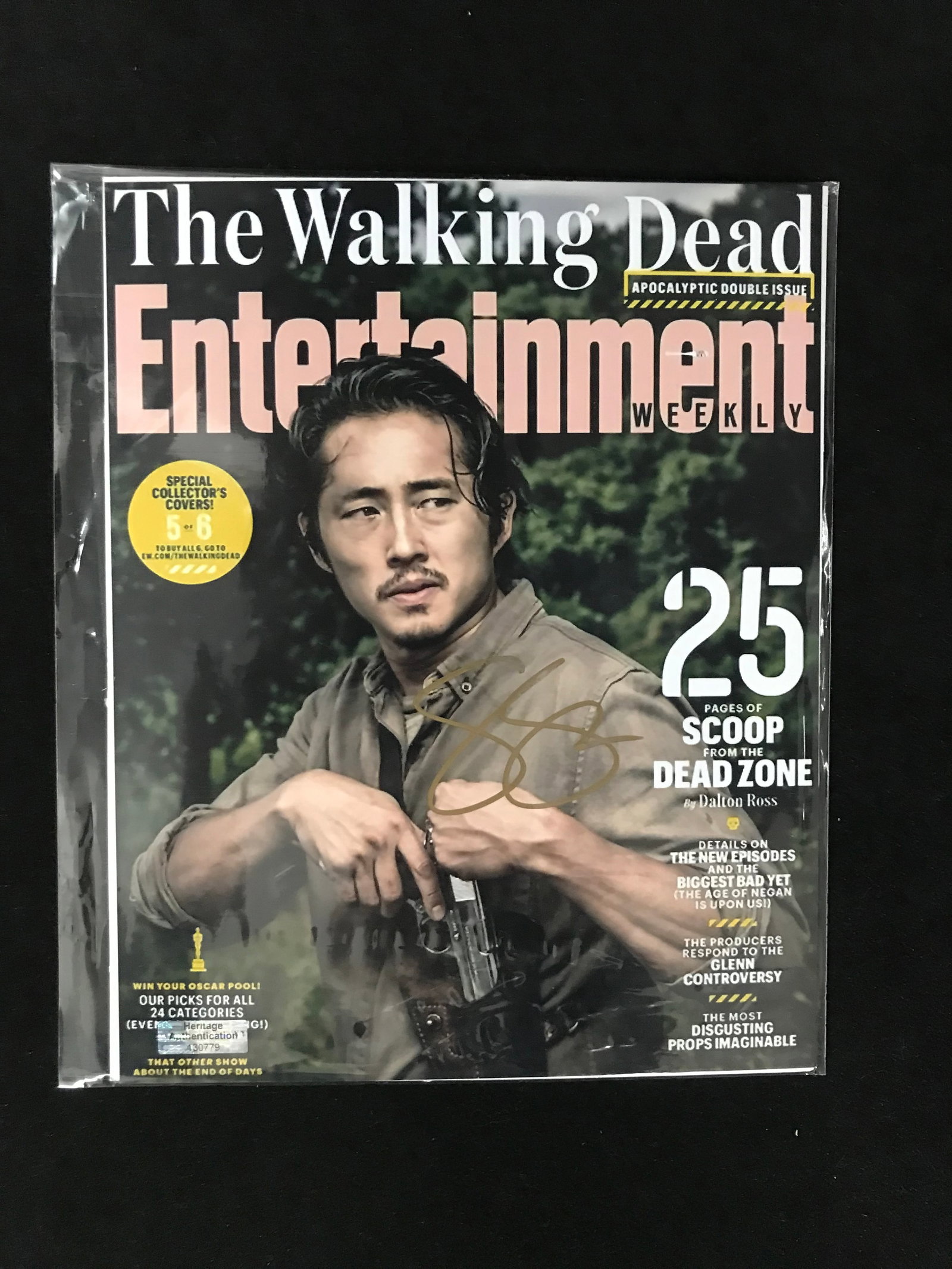 STEVEN YUEN (THE WALKING DEAD) SIGNED ENTERTAINMENT WEEKLY COVER (HERITAGE COA): Prices are in Canadian dollars