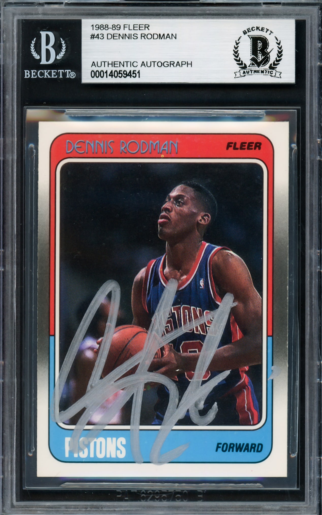 1988-89  FLEER DENNIS RODMAN SIGNED ROOKIE CARD (BECKETT COA) (1 of 2)