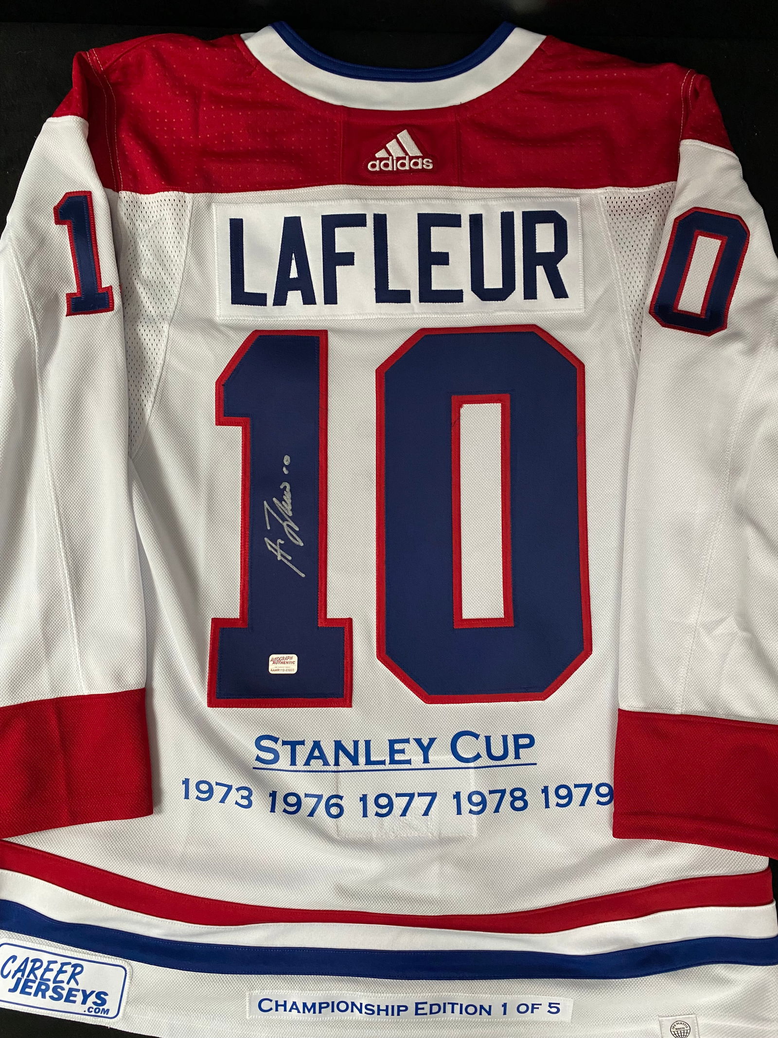 GUY LAFLEUR SIGNED CHAMPIONSHIP EDITION MONTREAL CANADIANS JERSEY 1/5 (AUTOGRAPH AUTHENTIC COA) (1 of 3)