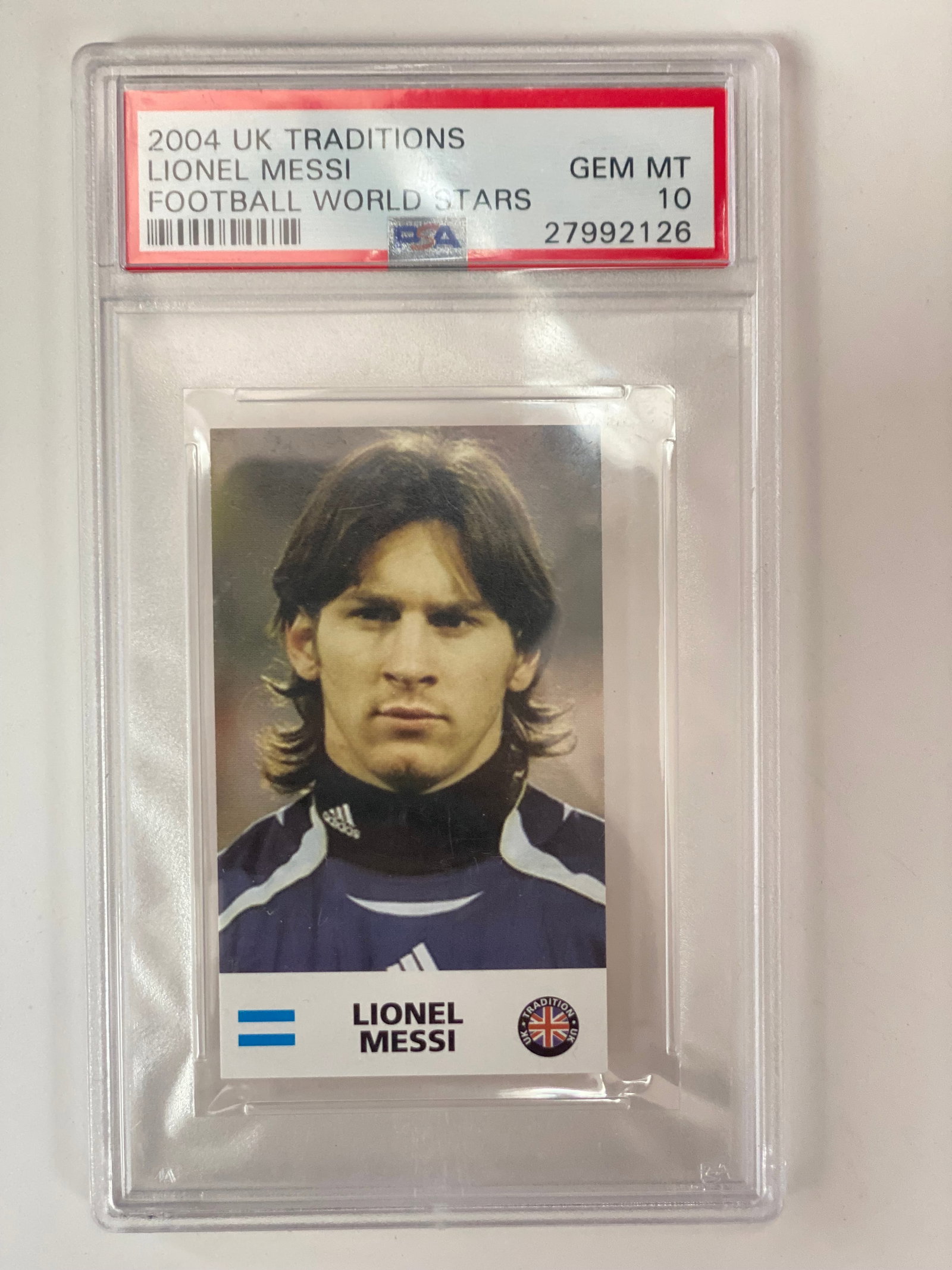 2004 UK TRADITIONS LIONEL MESSI FOOTBALL WORLD STARS PSA GRADED 10: Prices are in Canadian dollars