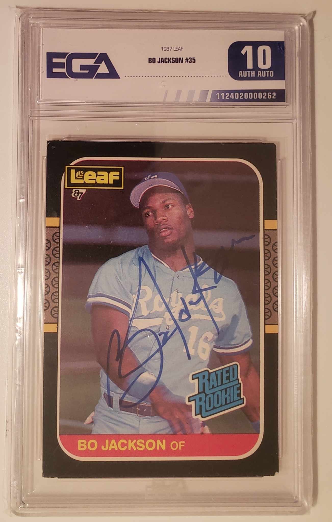 1987 LEAF BO JACKSON ROOKIE AUTOGRAPHED NO.35 EGA GRADED 10: Prices are in Canadian dollars