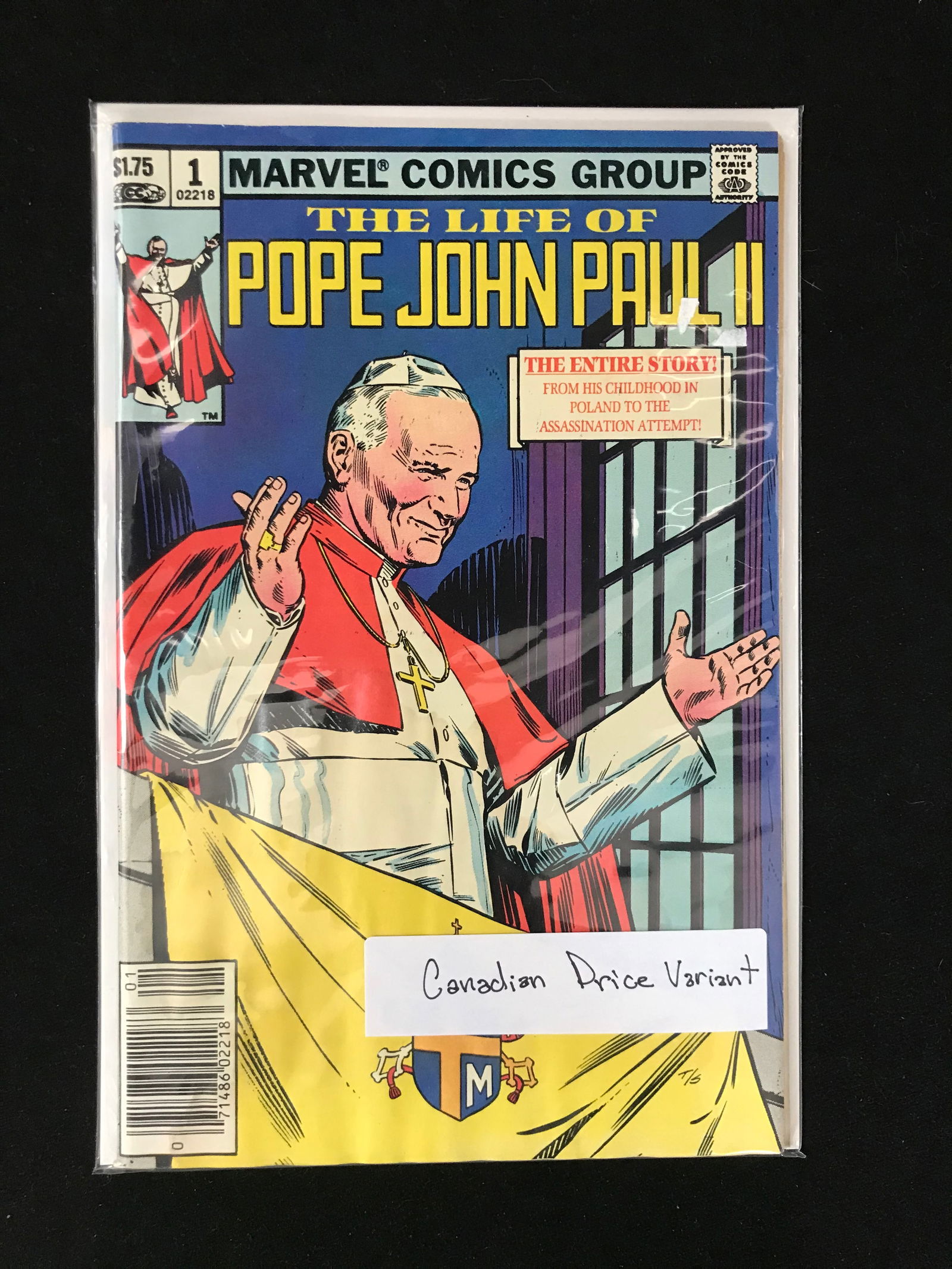 MARVEL COMICS THE LIFE OF POPE JOHN PAUL II NO.1: Prices are in Canadian dollars