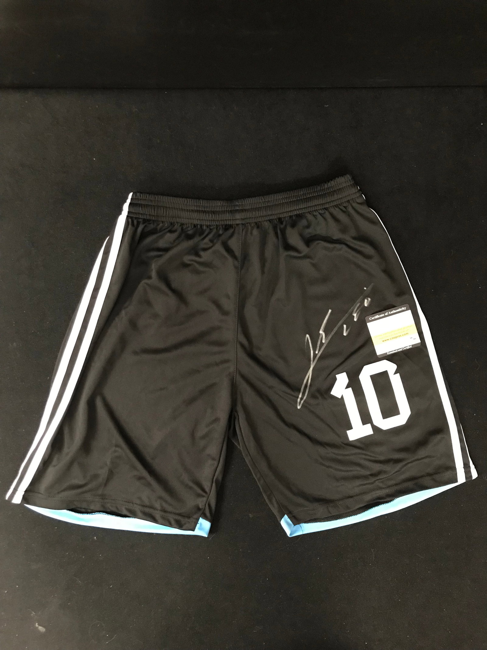 LIONAL MESSI SIGNED SOCCER SHORTS (PRO CERT COA): Prices are in Canadian dollars