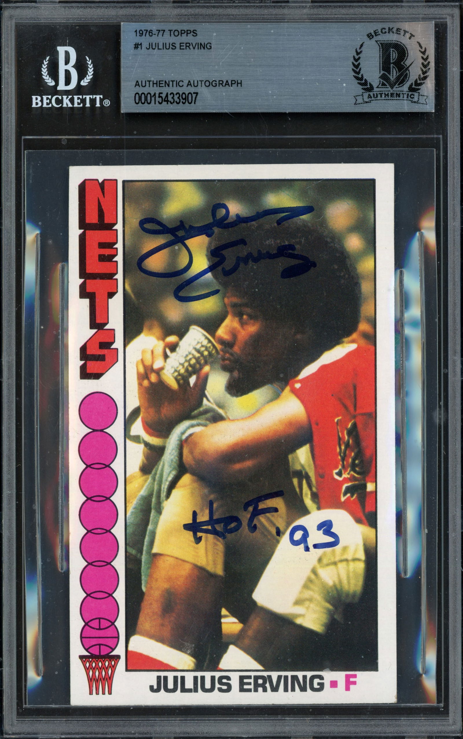 1976-77 TOPPS JULIUS ERVING SIGNED AND INSCRIBED TRADING CARD (BECKETT COA) (1 of 2)