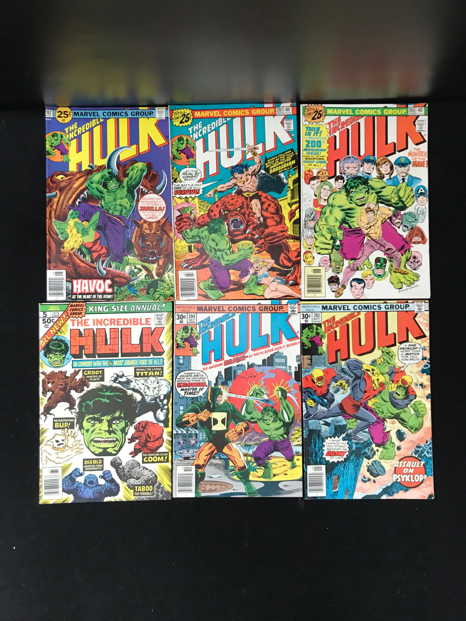 LOT OF 6 THE INCREDIBLE HULK COMICS (MARVEL COMICS) (1 of 1)