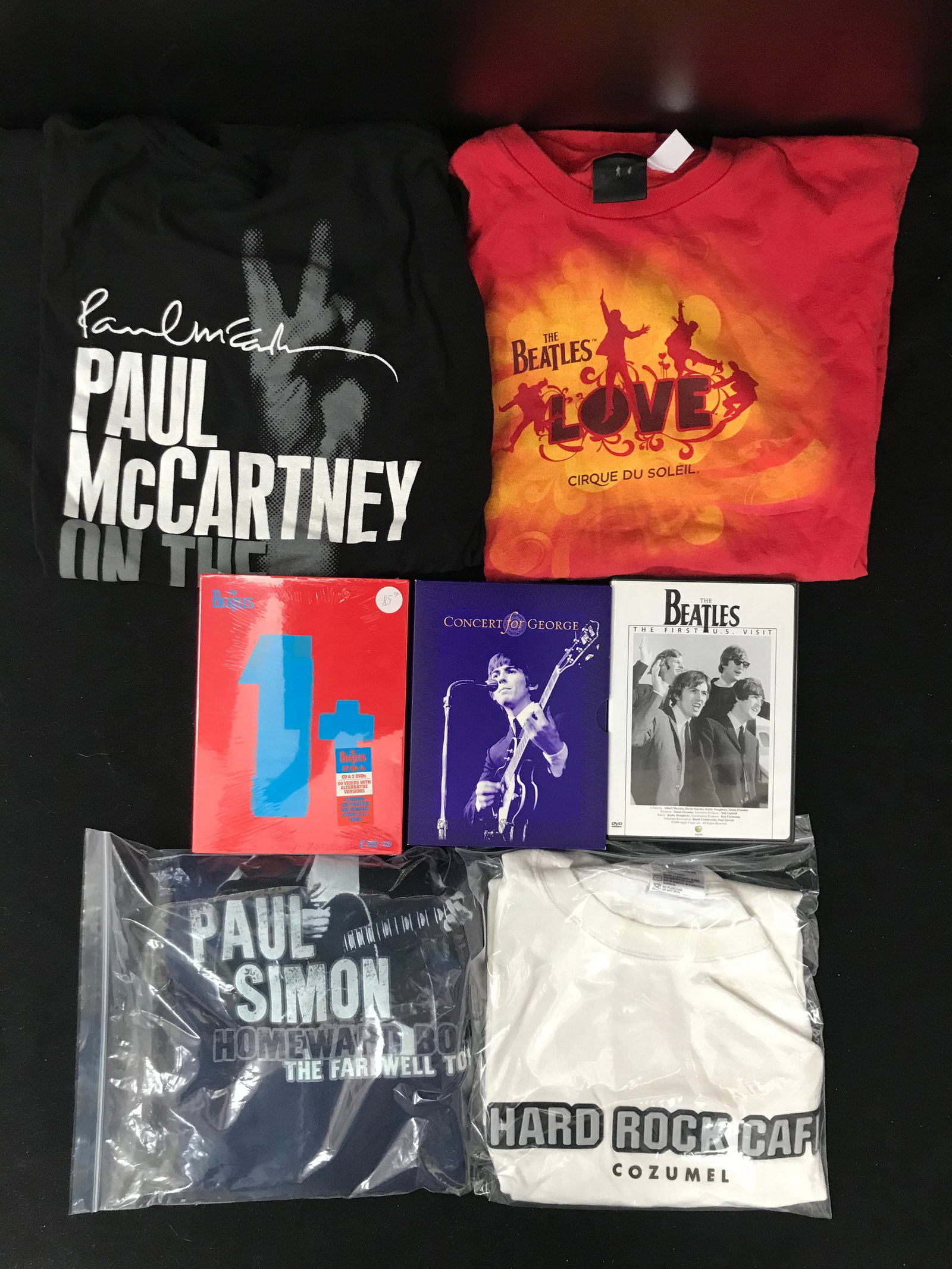 PAUL MCARTNEY AND THE BEATLES CONCERT SHIRT LOT: Prices are in Canadian dollars