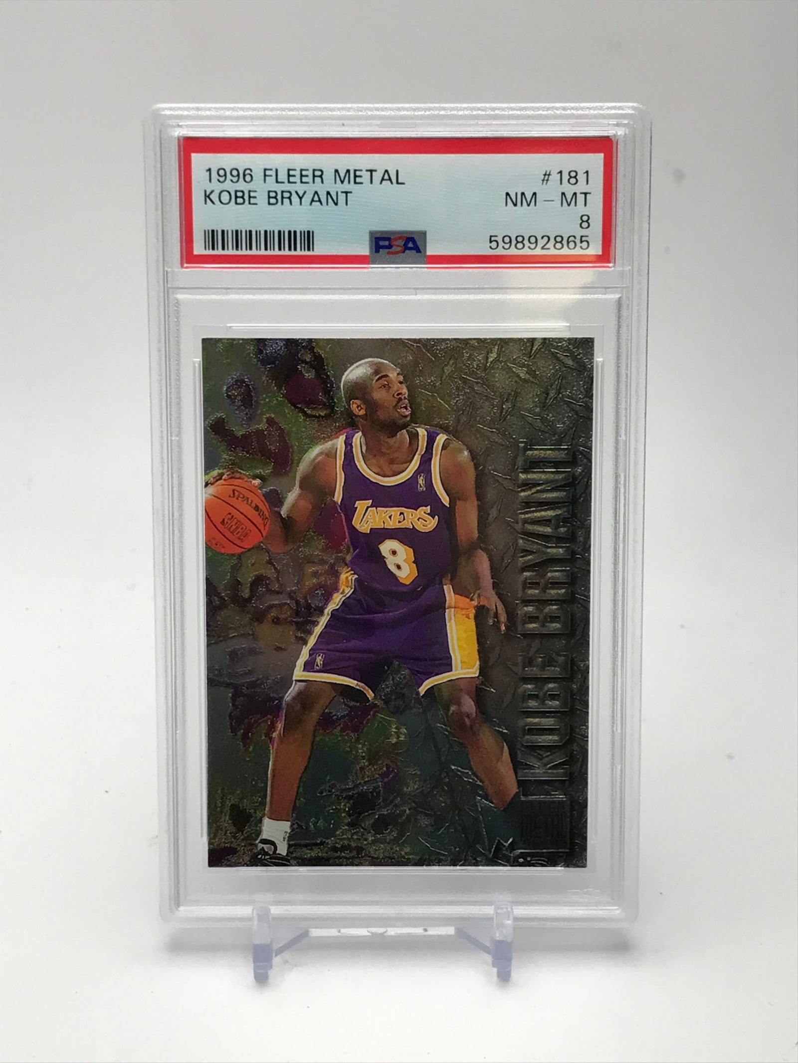 1986 FLEER METAL NO.181 KOBE BRYANT ROOKIE CARD PSA GRADED 8 (1 of 1)