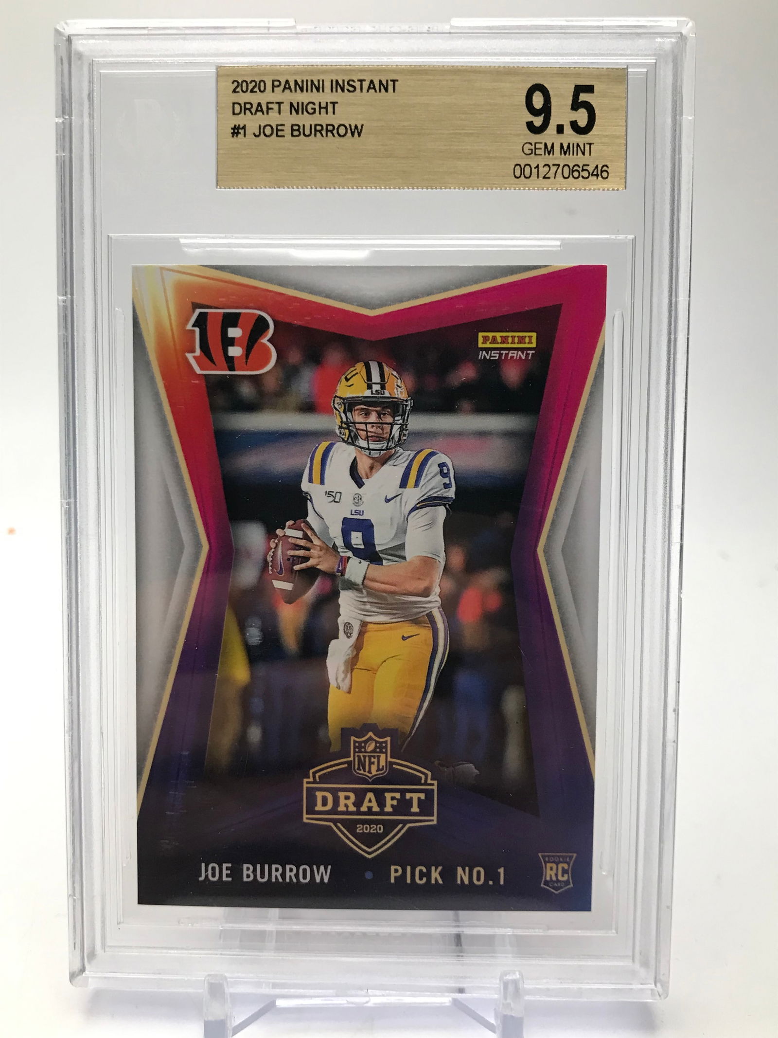 2020 PANINI INSTANT DRAFT PICKS JOE BURROW NO.1 BGS GRADED 9.5 (1 of 2)