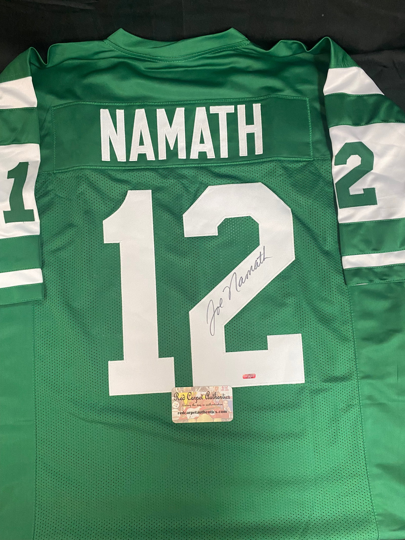 JOE NAMATH SIGNED NY JETS FOOTBALL JERSEY RED CARPET COA (1 of 3)