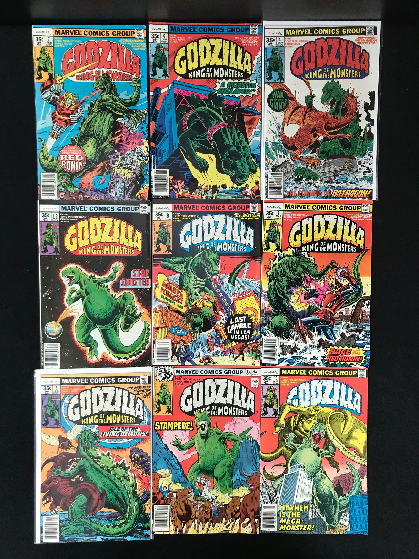 LOT OF 9 GODZILLA COMICS (MARVEL COMICS) (1 of 1)