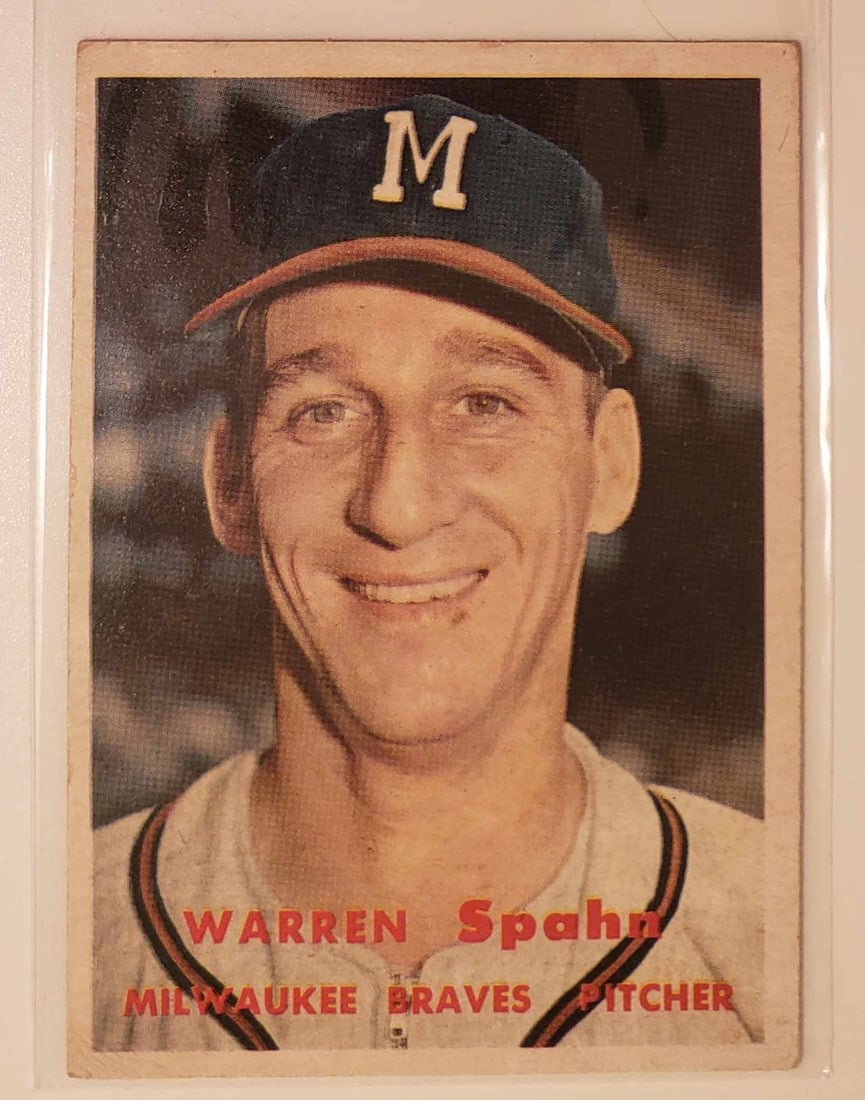 1957 TOPPS BASEBALL WARREN SPAHN BASEBALL CARD (1 of 2)