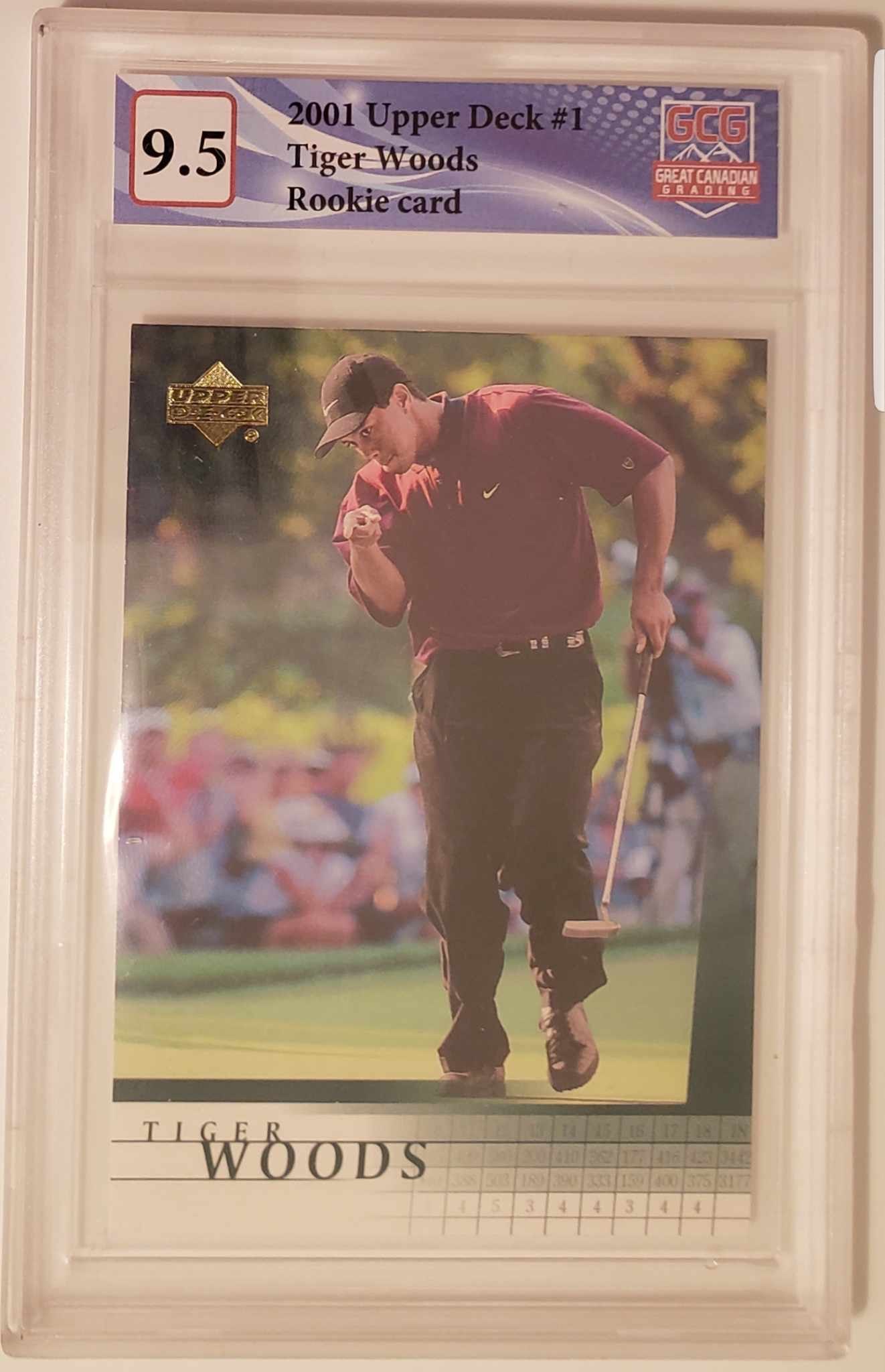 2001 UPPER DECK TIGER WOODS ROOKIE CARD (GCG 9.5) (1 of 2)