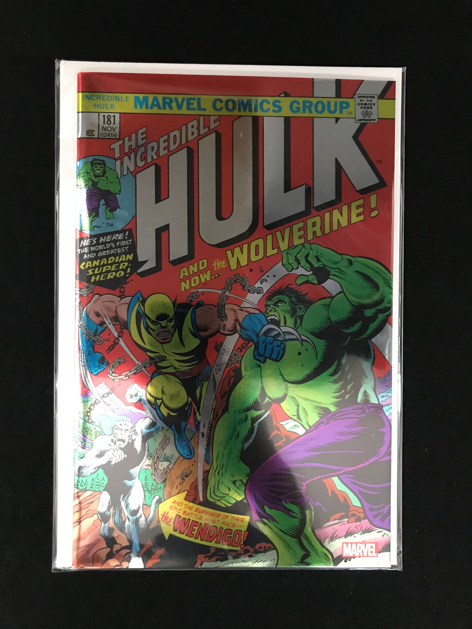 MARVEL COMICS NO.181 THE INCREDIBLE HULK FOIL VARIANT (1 of 1)