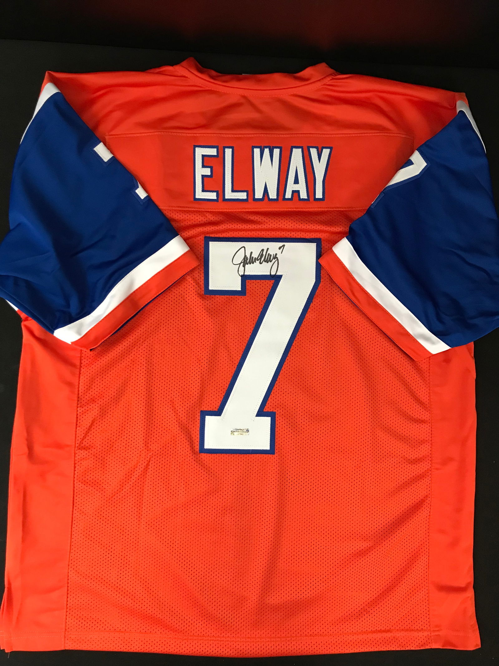 JOHN ELWAY SIGNED DENVER BRONCOS FOOTBALL JERSEY (HERITAGE COA) (1 of 3)