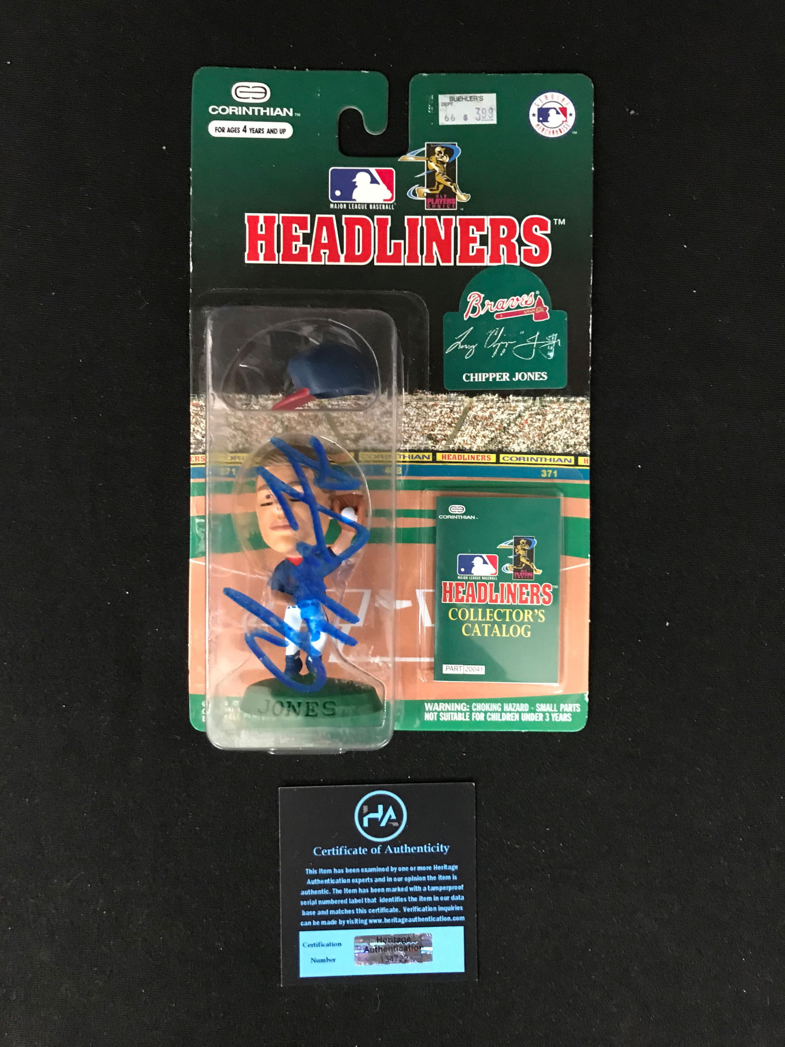 CHIPPER JONES SIGNED HEADLINERS ACTION FIGURE (HERITAGE COA) (1 of 1)