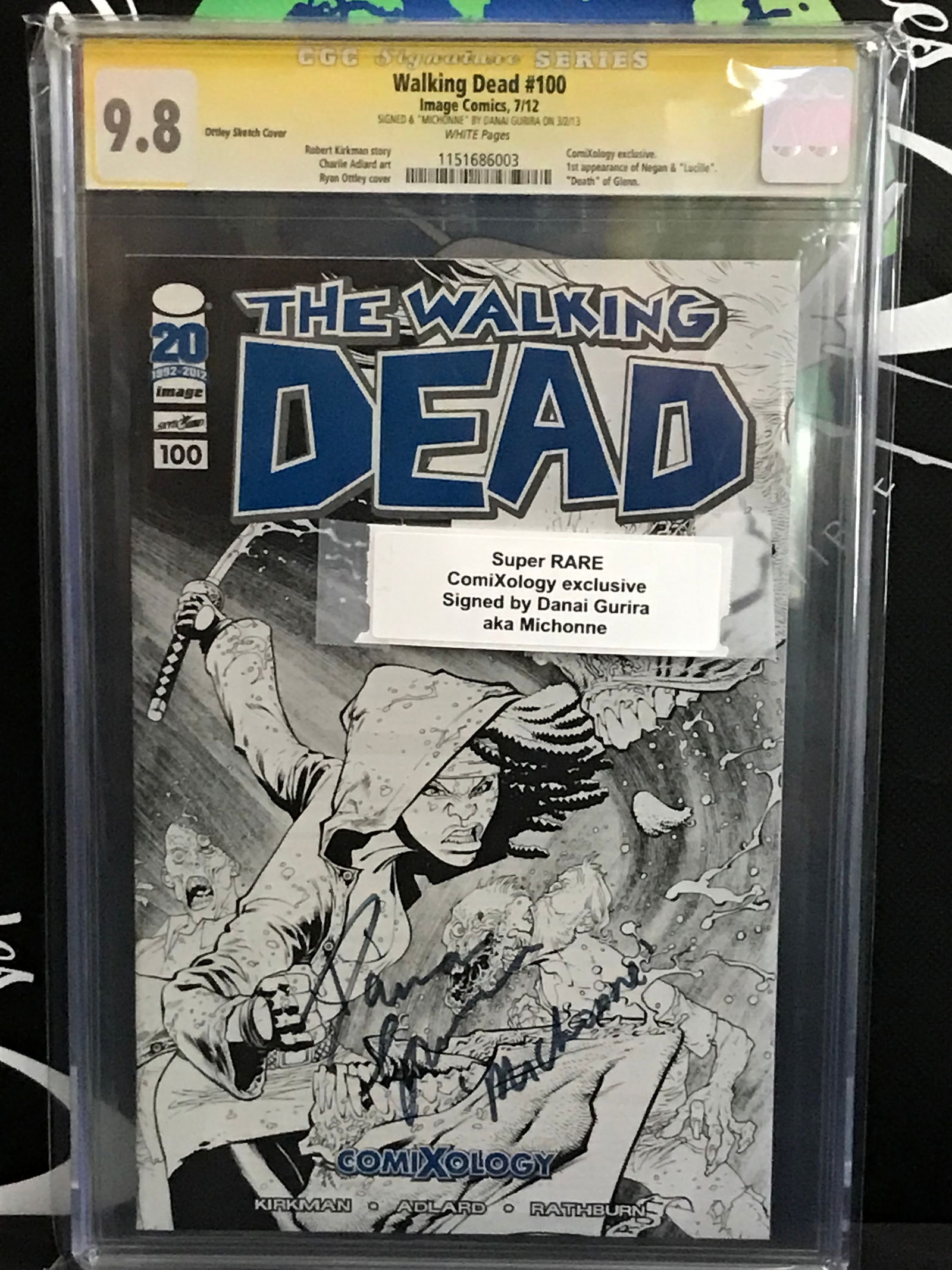 IMAGE COMICS NO.100 THE WALKING DEAD CGC GRADED 9.8 SIGNED BY DANAI GURIRA AKA MICHONNE (1 of 2)