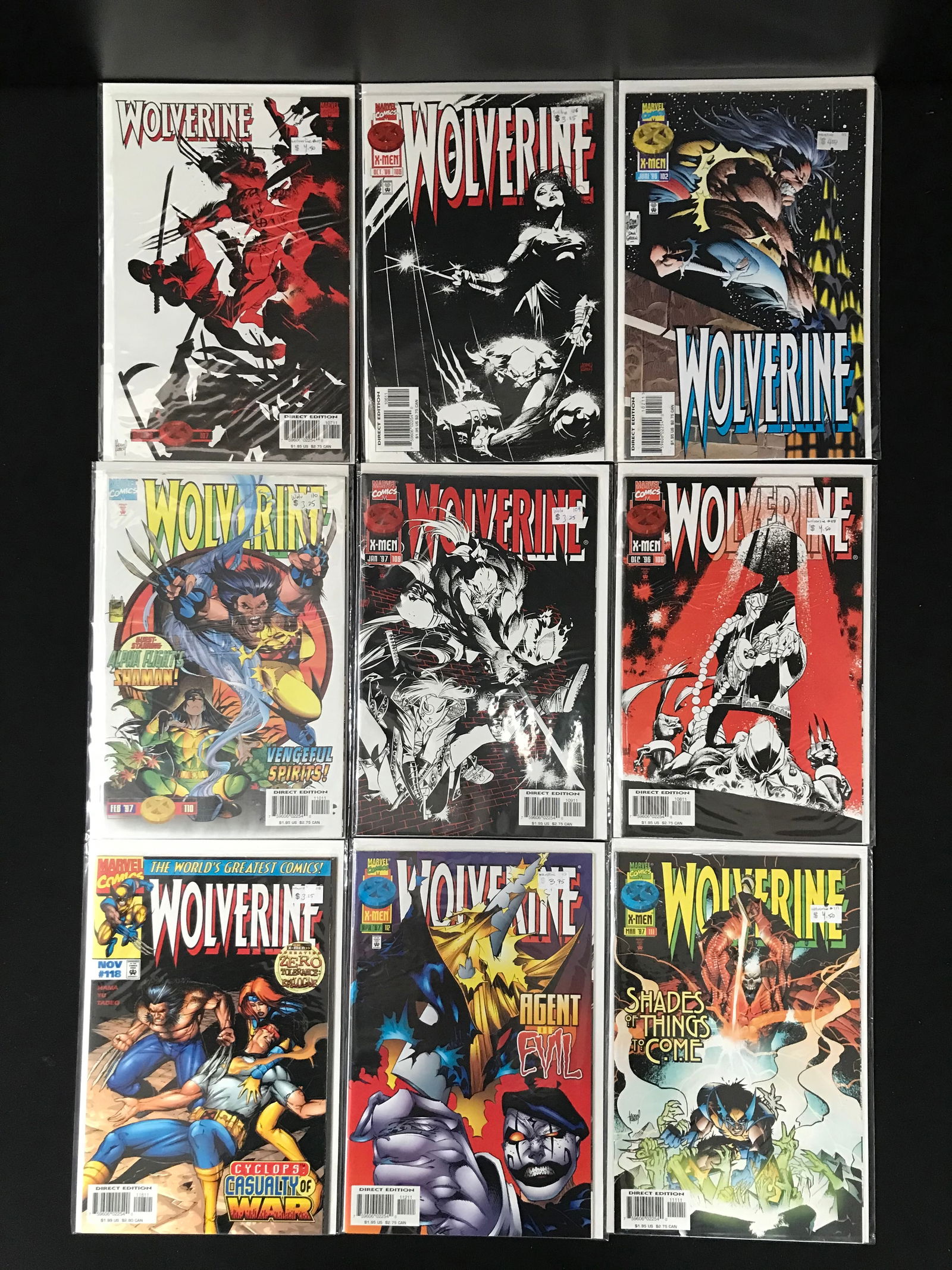 LOT OF 9 WOLVERINE COMICS (MARVEL COMICS) (1 of 1)