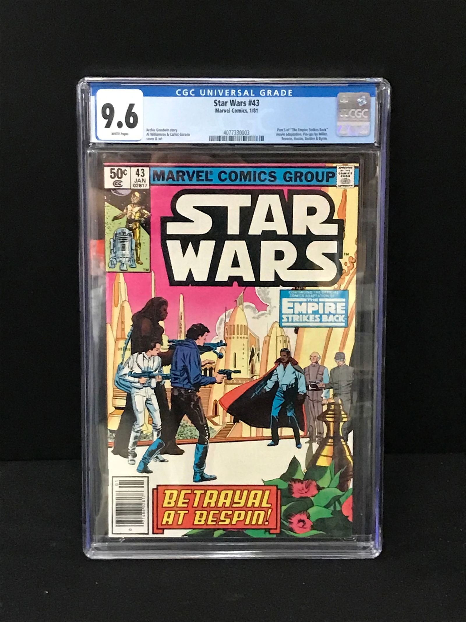 MARVEL COMICS NO.43 STAR WARS CGC GRADED 9.6 (1 of 1)