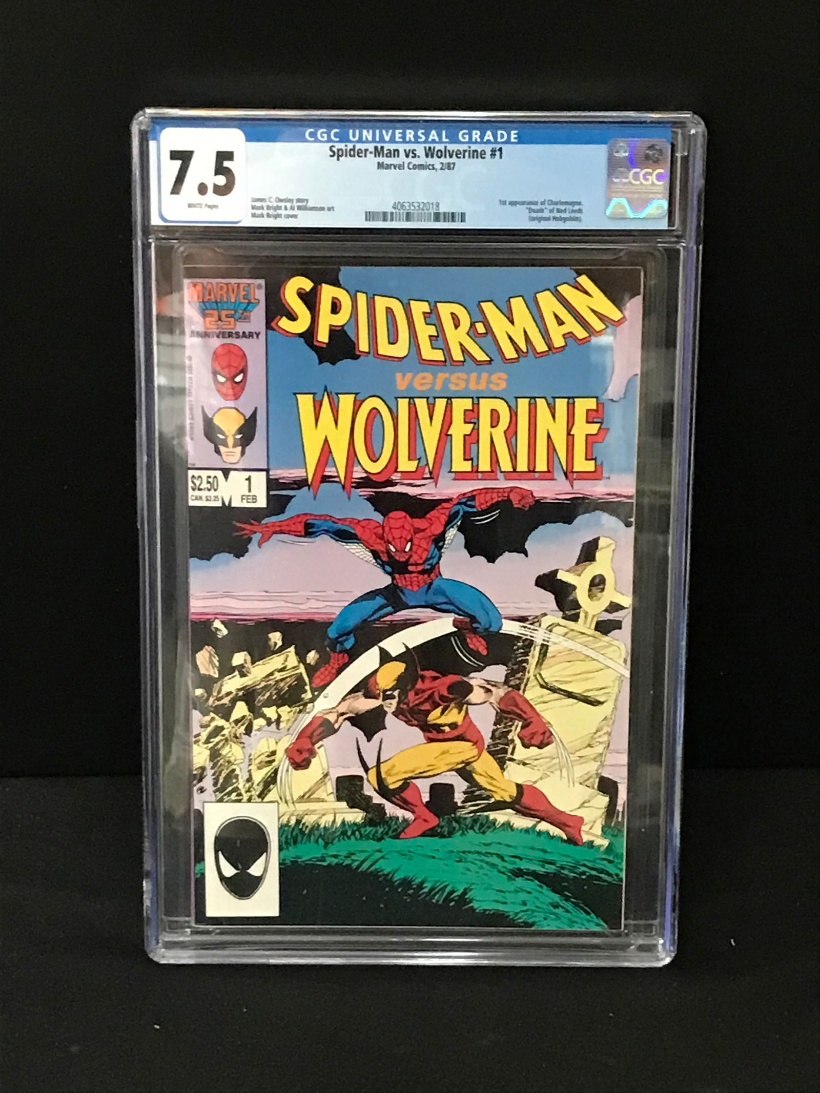 MARVEL COMICS NO.1 SPIDERMAN VS WOLVERINE CGC GRADED 7.5 (1 of 1)