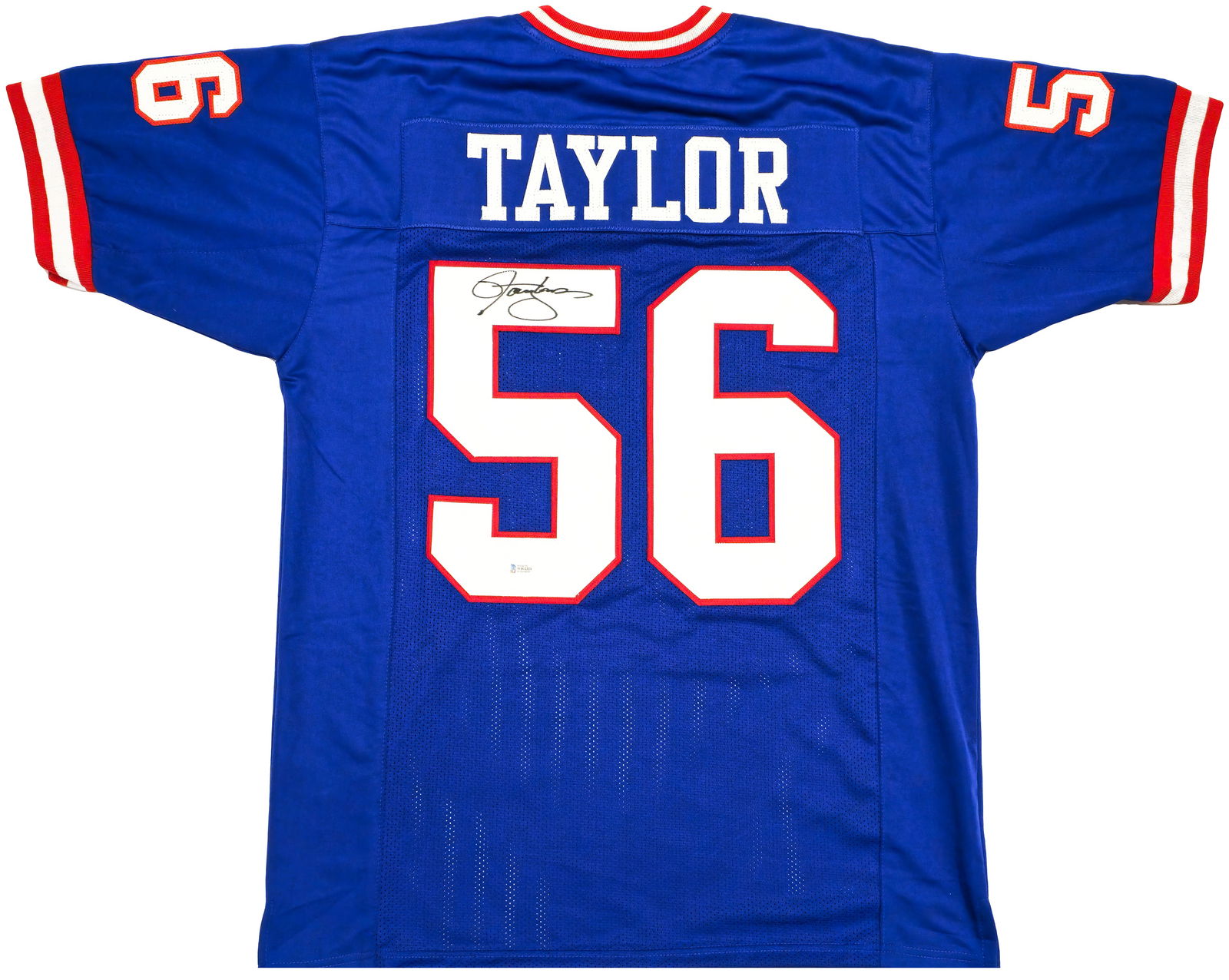 NEW YORK GIANTS LAWRENCE TAYLOR SIGNED BLUE JERSEY - BECKETT COA (1 of 3)