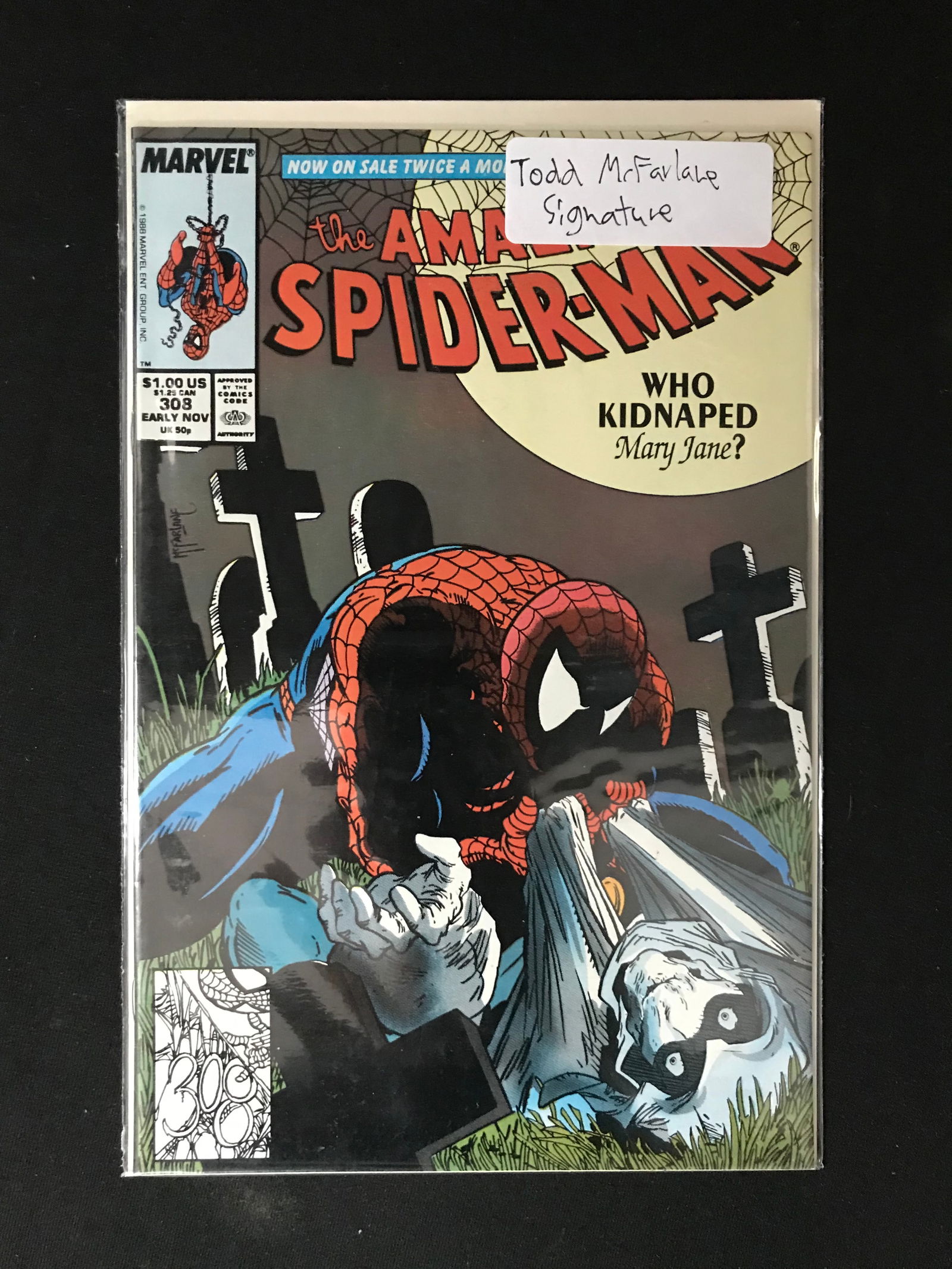 MARVEL COMICS NO.308 THE AMAZING SPIDERMAN (TODD MCFARLANE SIGNATURE) (1 of 2)
