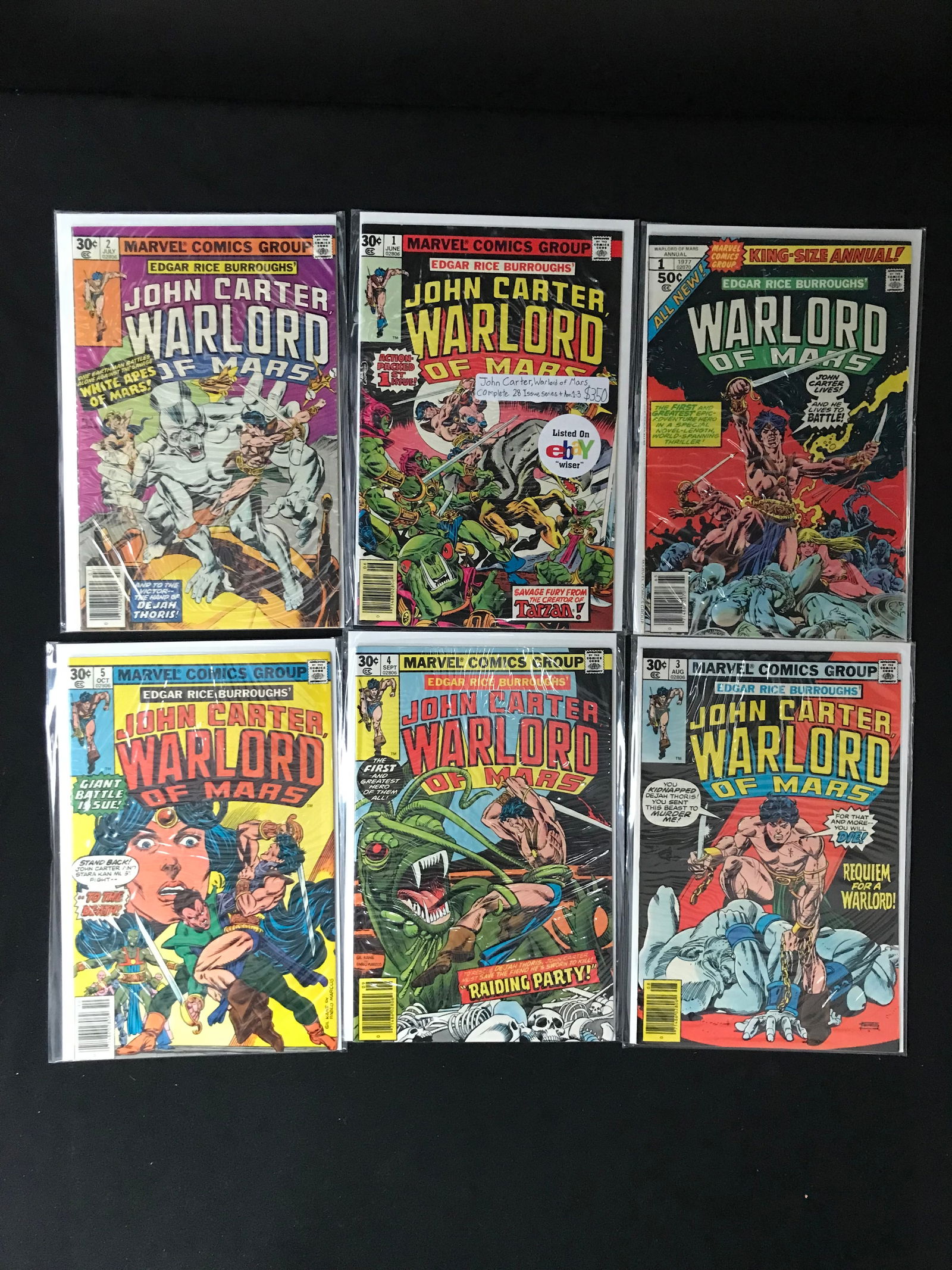 LOT OF 6 WARLORD OF MARS (MARVEL COMICS): Prices are in Canadian dollars