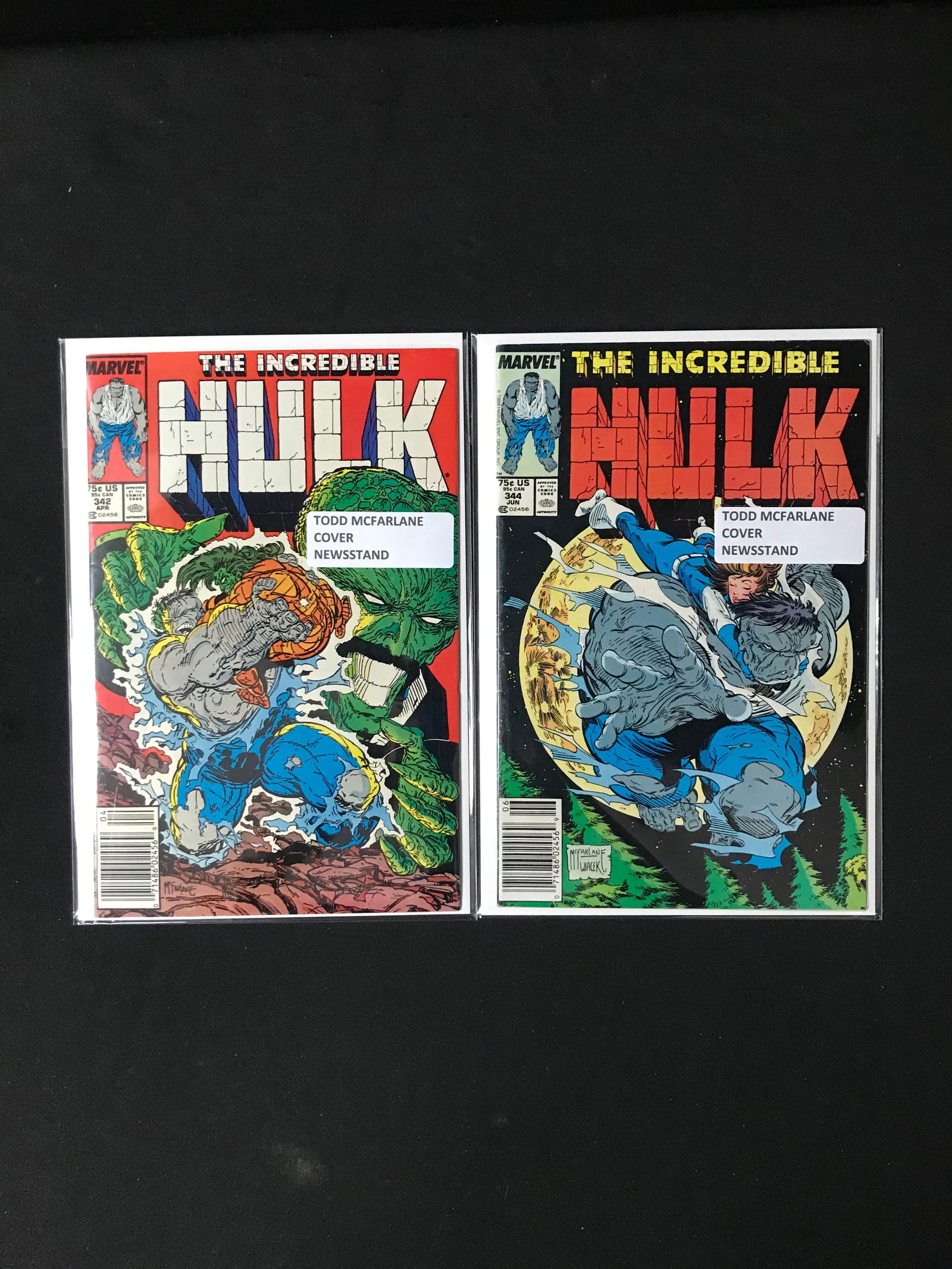 THE INCREDIBLE HULK #342 AND #344 TODD MCFARLANE COVER NEWSTAND EDITION (1 of 1)