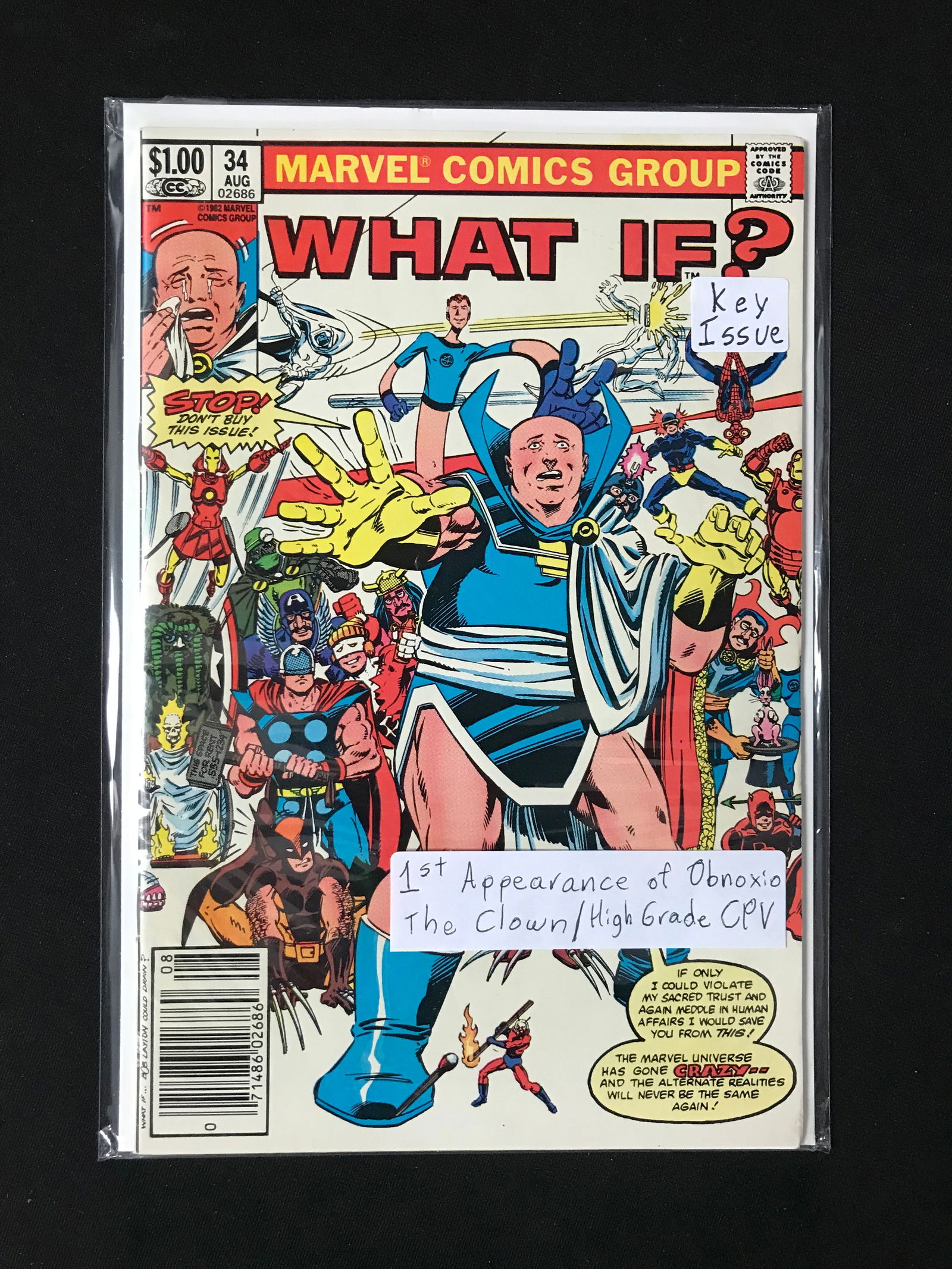 WHAT IF #34 FIRST APPEARANCE OF OBNOXIO THE CLOWN - HIGH GRADE (MARVEL COMICS): Prices are in Canadian dollars