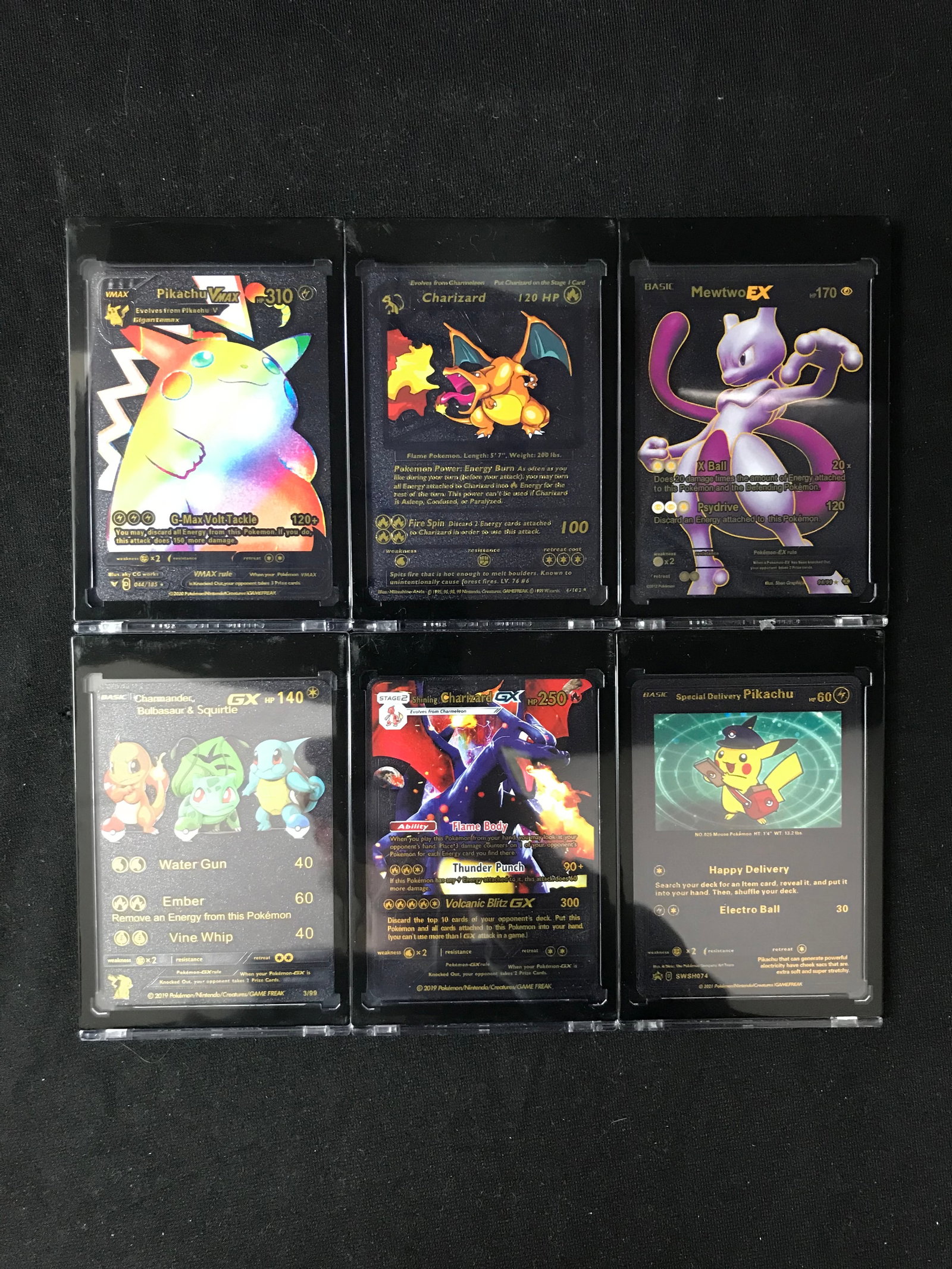 LOT OF 6 POKEMON BLACK FOIL TRADING CARDS: Prices are in Canadian dollars