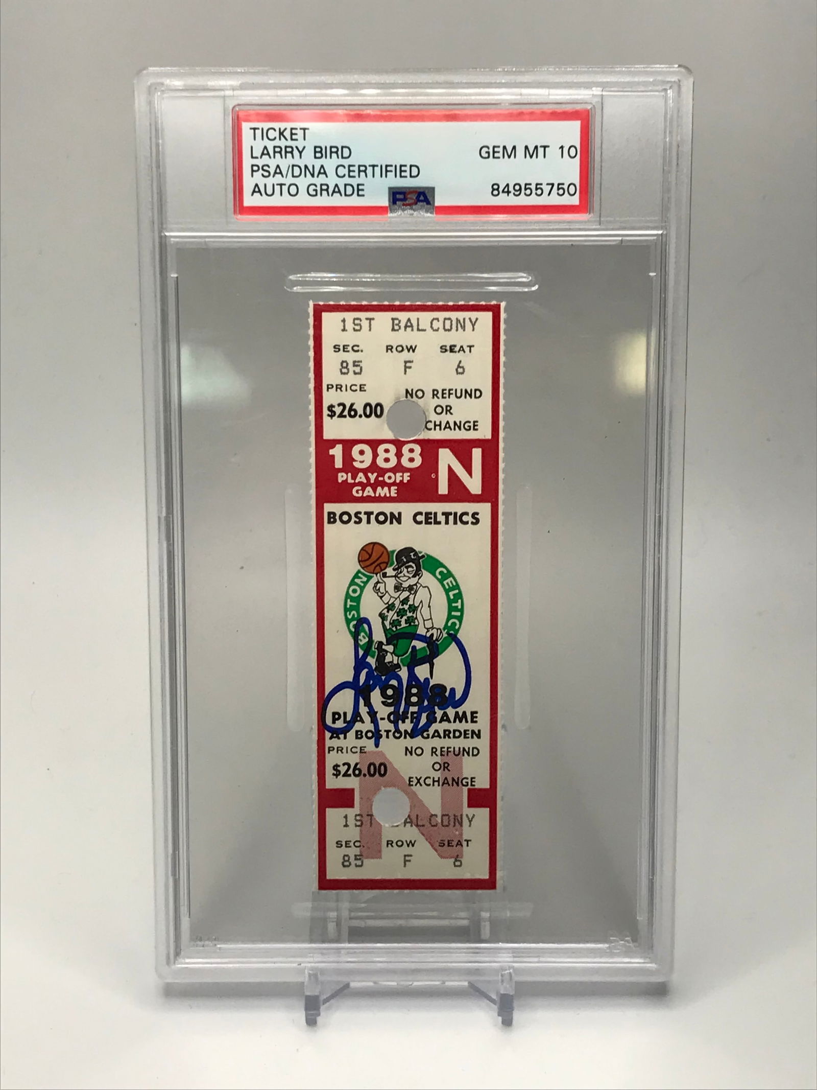 1988 LARRY BIRD SIGNED BOSTON CELTICS TICKET - PSA 10 (1 of 1)