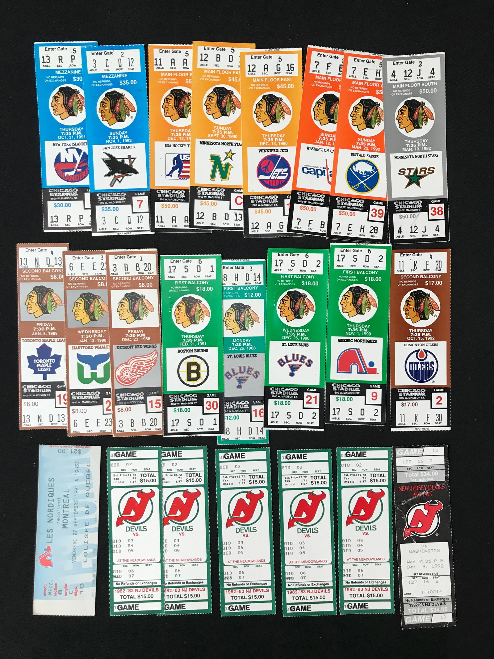 LARGE LOT OF VINTAGE NHL TICKETS: Prices are in Canadian dollars