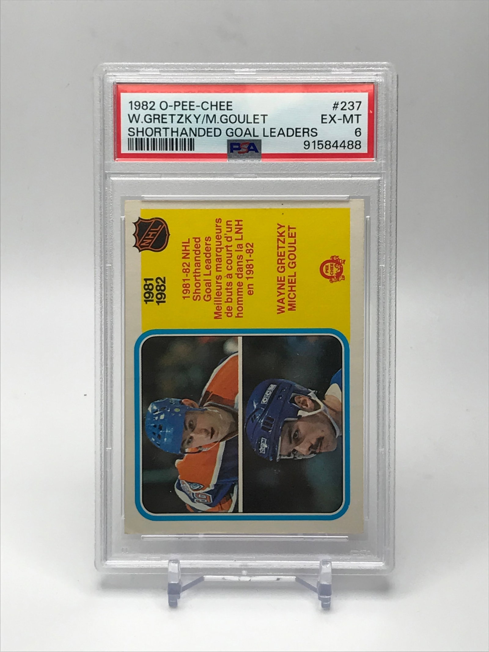 1982 O PEE CHEE WAYNE GRETZKY SHORT HANDED GOAL LEADERS (PSA 6): Prices are in Canadian dollars